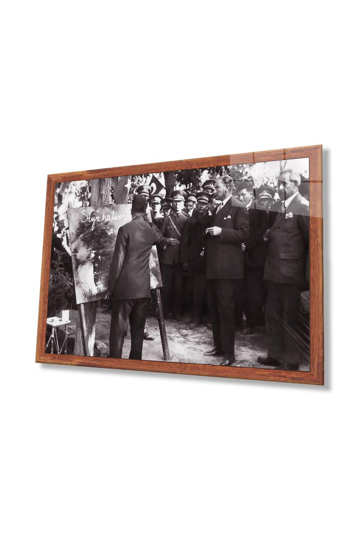 idealizbiz Atatürk Cam Tablo 4mm Dayanıklı Temperli Cam, Atatürk Glass Wall Art