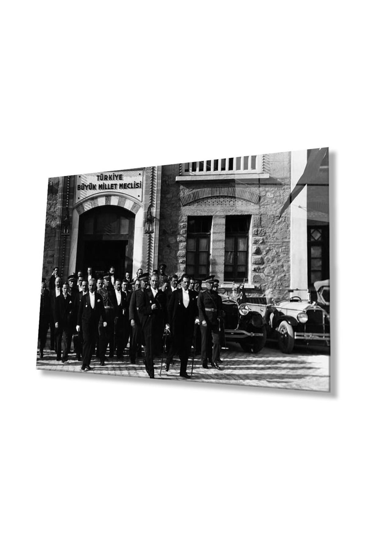 idealizbiz Atatürk Cam Tablo 4mm Dayanıklı Temperli Cam, Atatürk Glass Wall Art