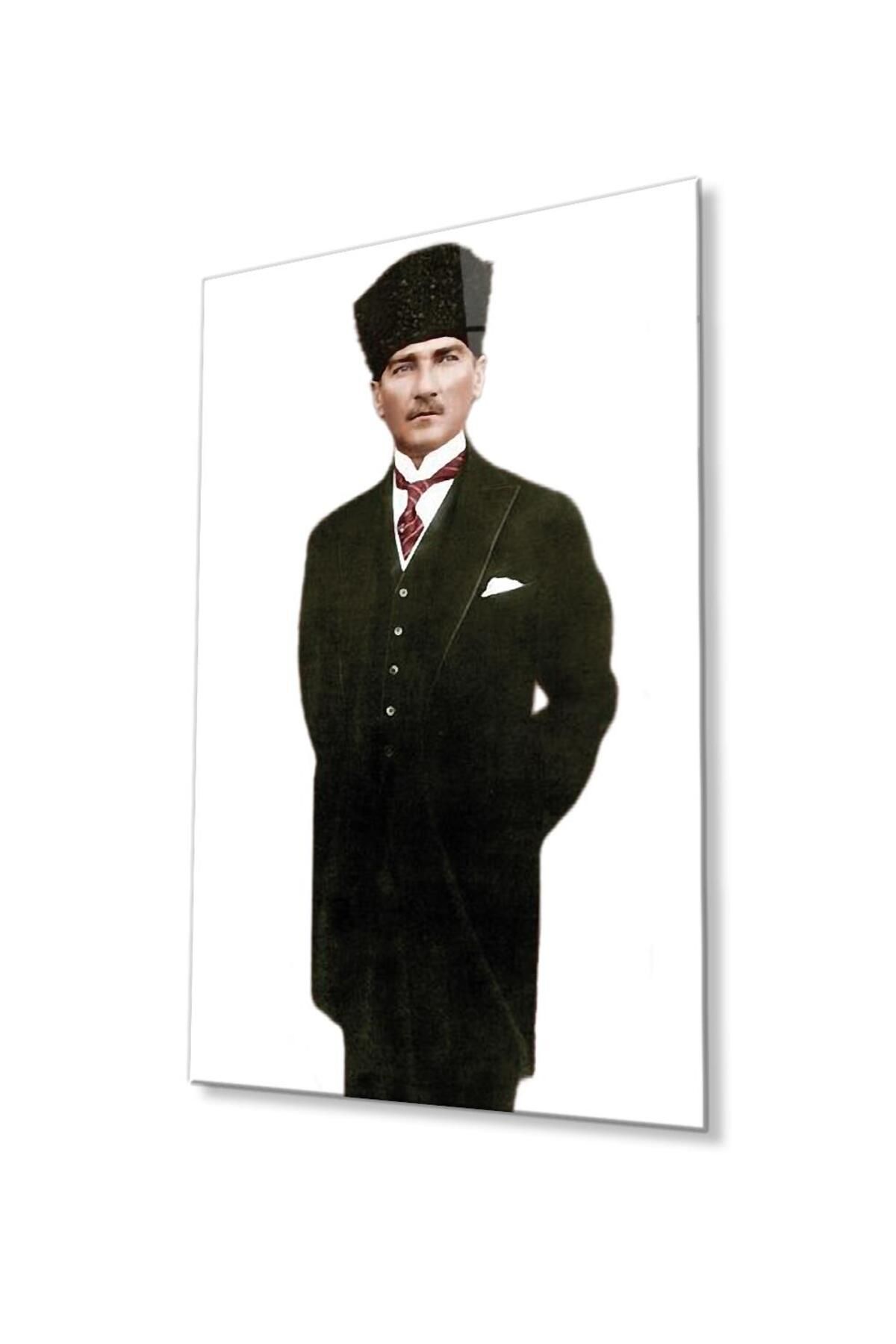 idealizbiz Atatürk Cam Tablo 4mm Dayanıklı Temperli Cam, Atatürk Glass Wall Art