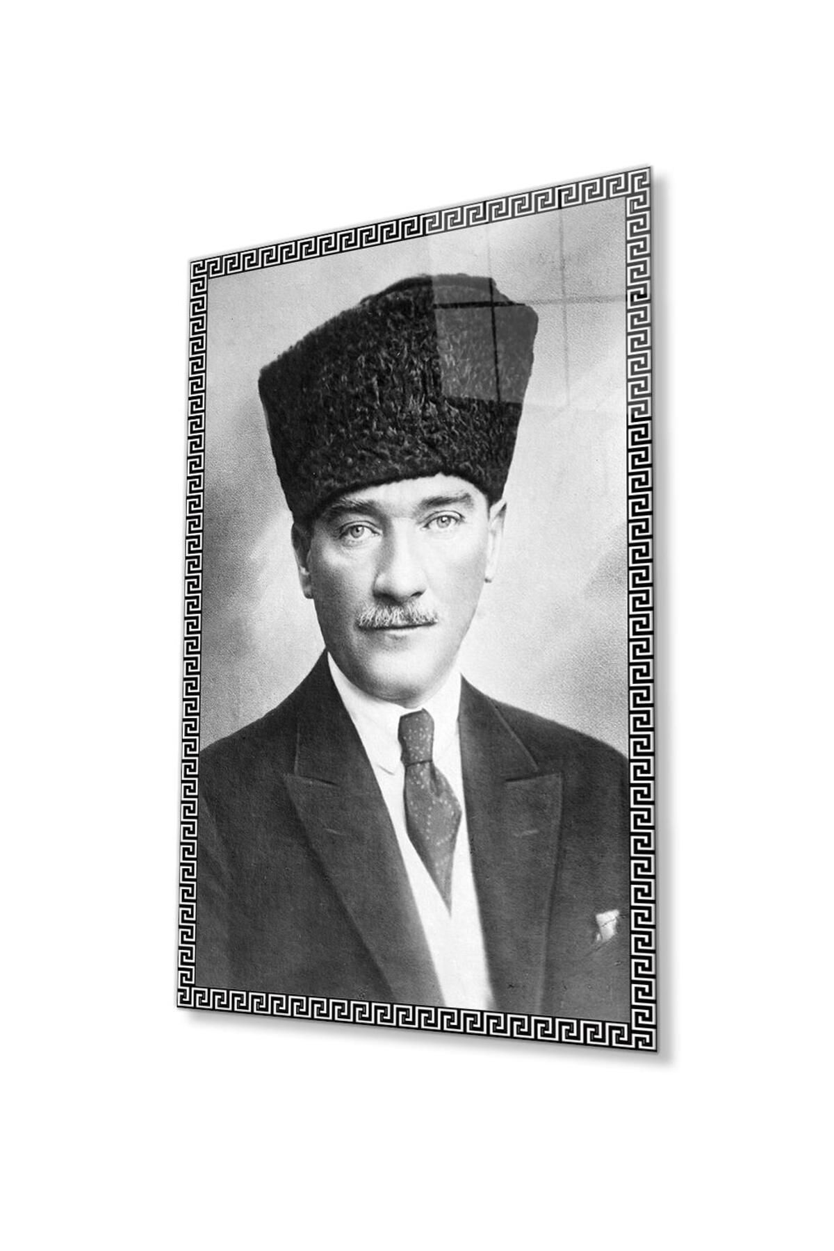 idealizbiz Atatürk Cam Tablo 4mm Dayanıklı Temperli Cam, Atatürk Glass Wall Art