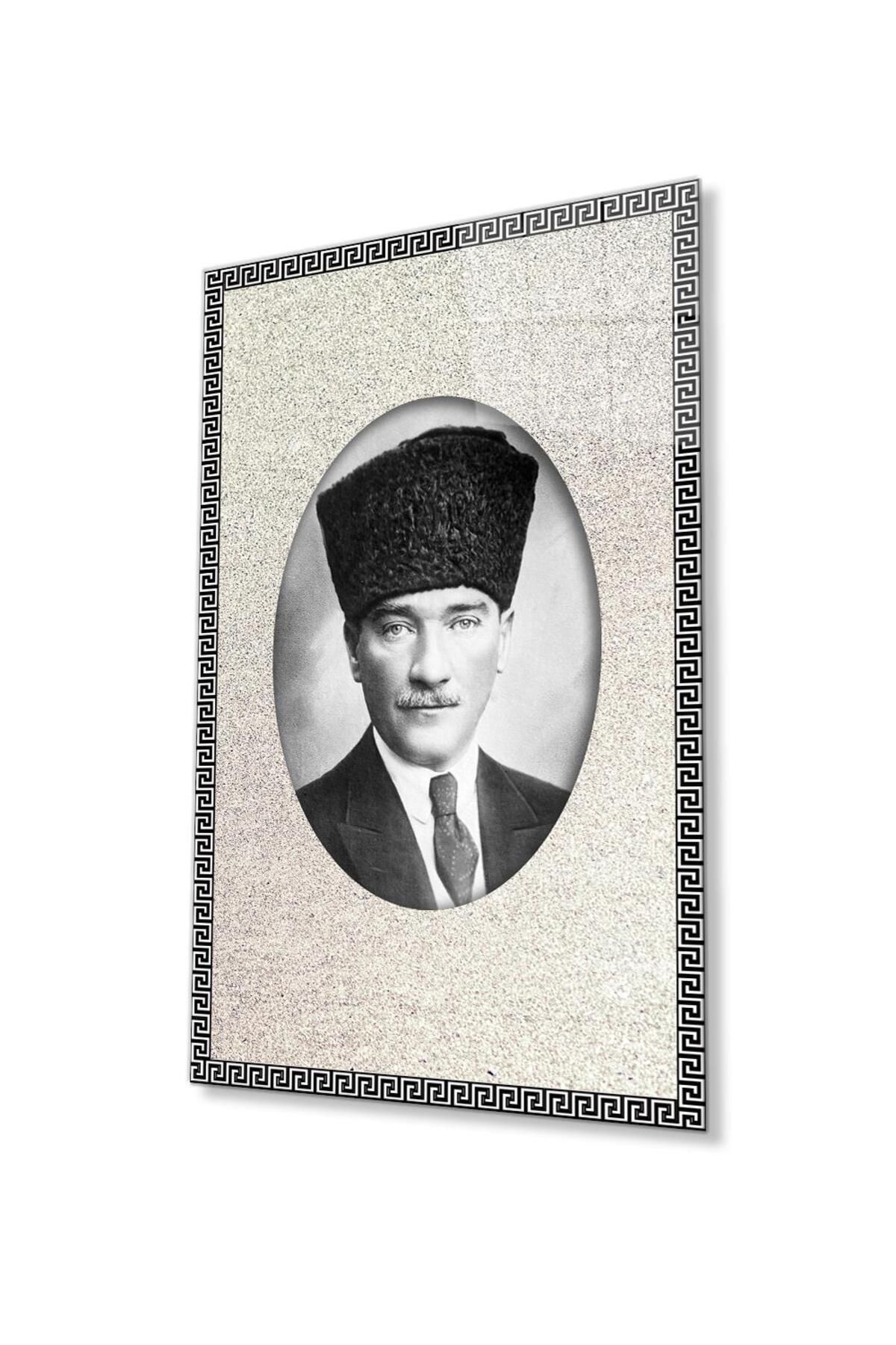 idealizbiz Atatürk Cam Tablo 4mm Dayanıklı Temperli Cam, Atatürk Glass Wall Art