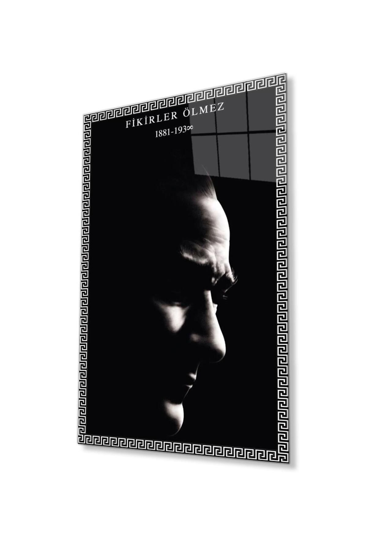 idealizbiz Atatürk Cam Tablo 4mm Dayanıklı Temperli Cam, Atatürk Glass Wall Art