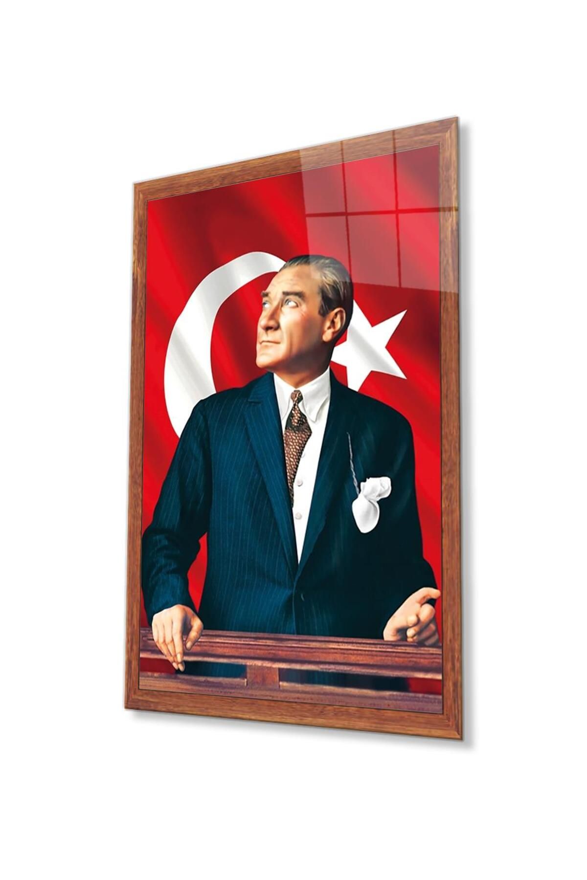 idealizbiz Atatürk Cam Tablo 4mm Dayanıklı Temperli Cam, Atatürk Glass Wall Art