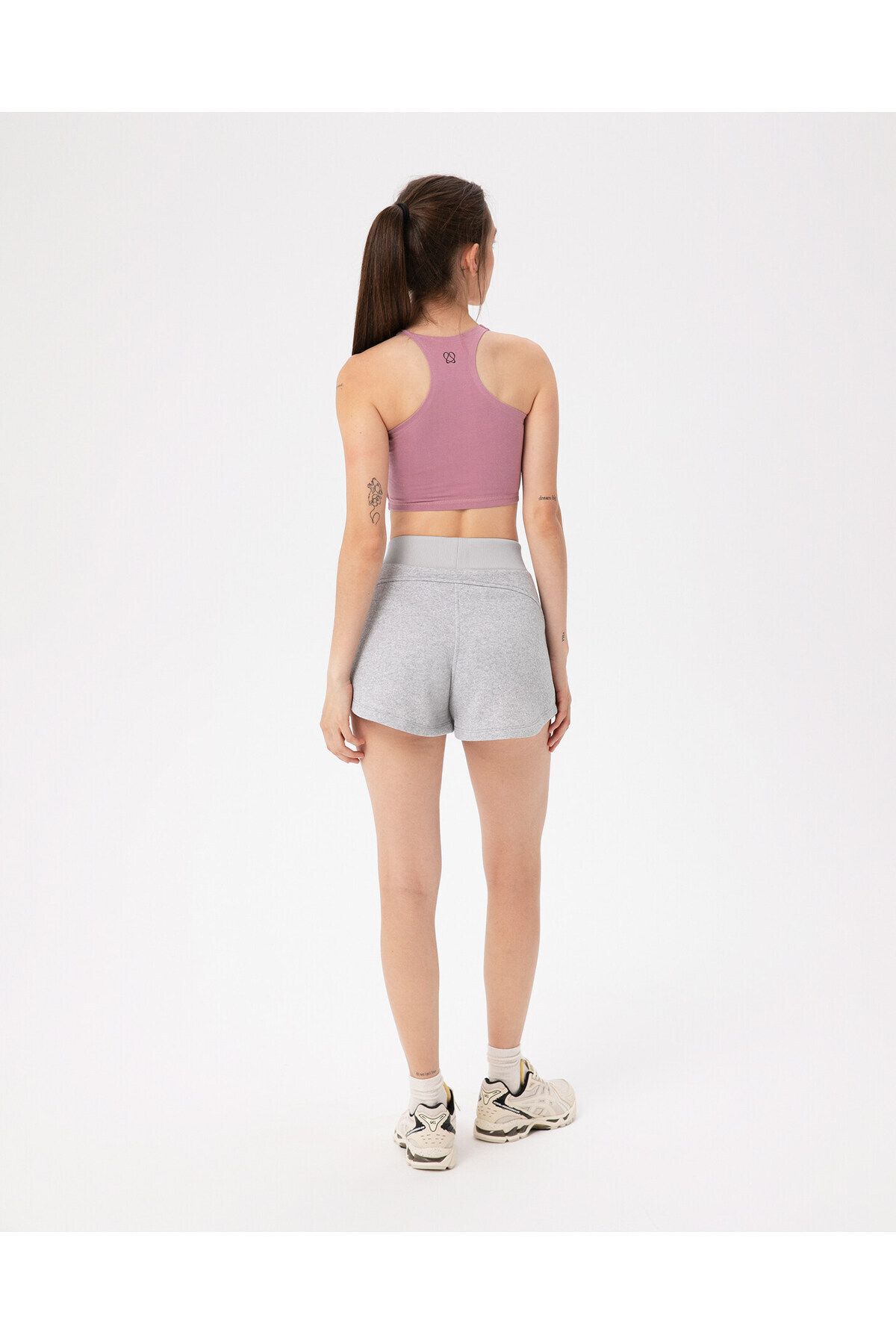 Ayma Active-Gray Elastic Waist Adjustable Sweatshirt Shorts 6