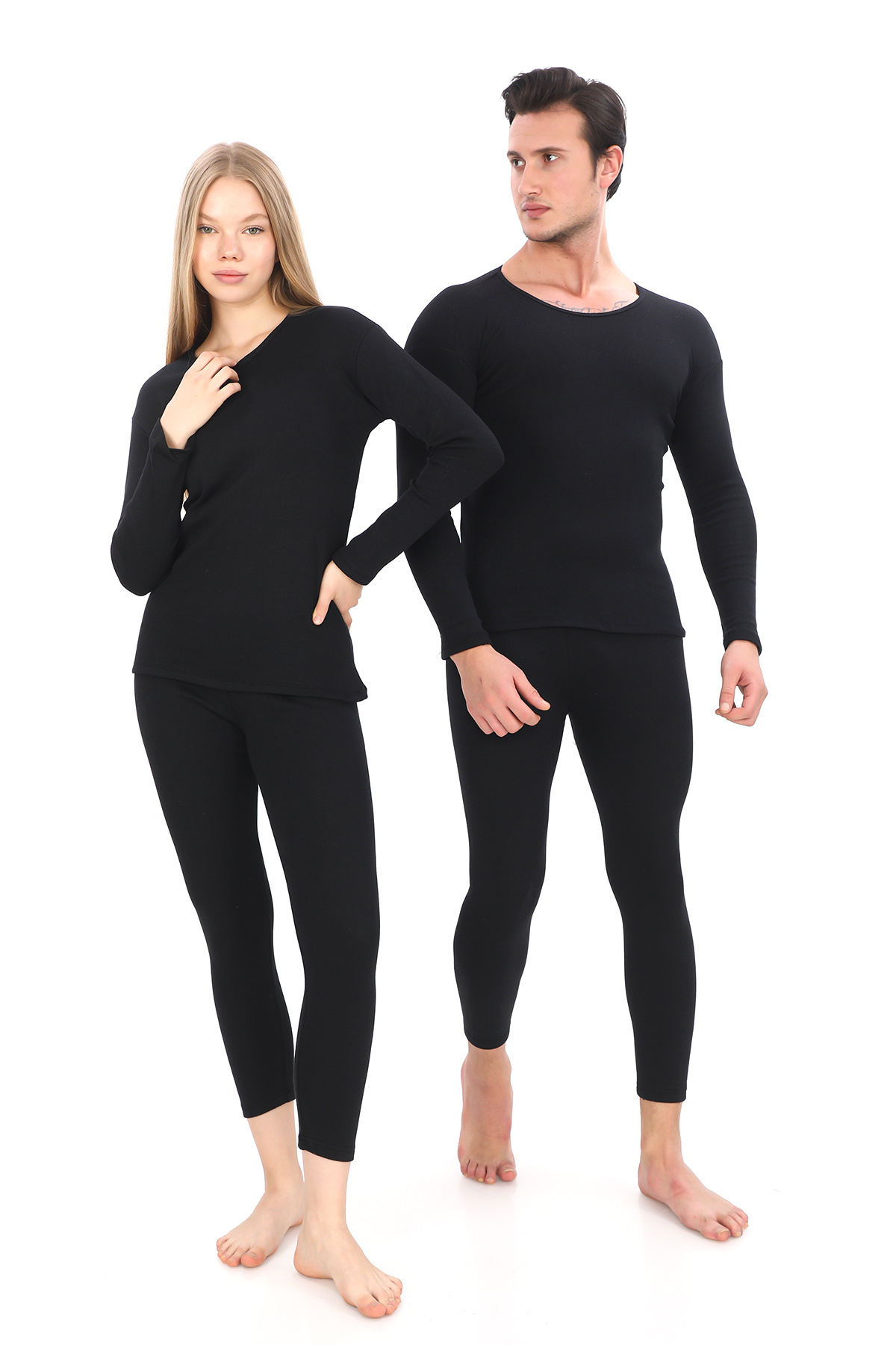 SAUNA SUIT Warm Winter Thermal 1St Quality Underwear Black Bottom Top Set