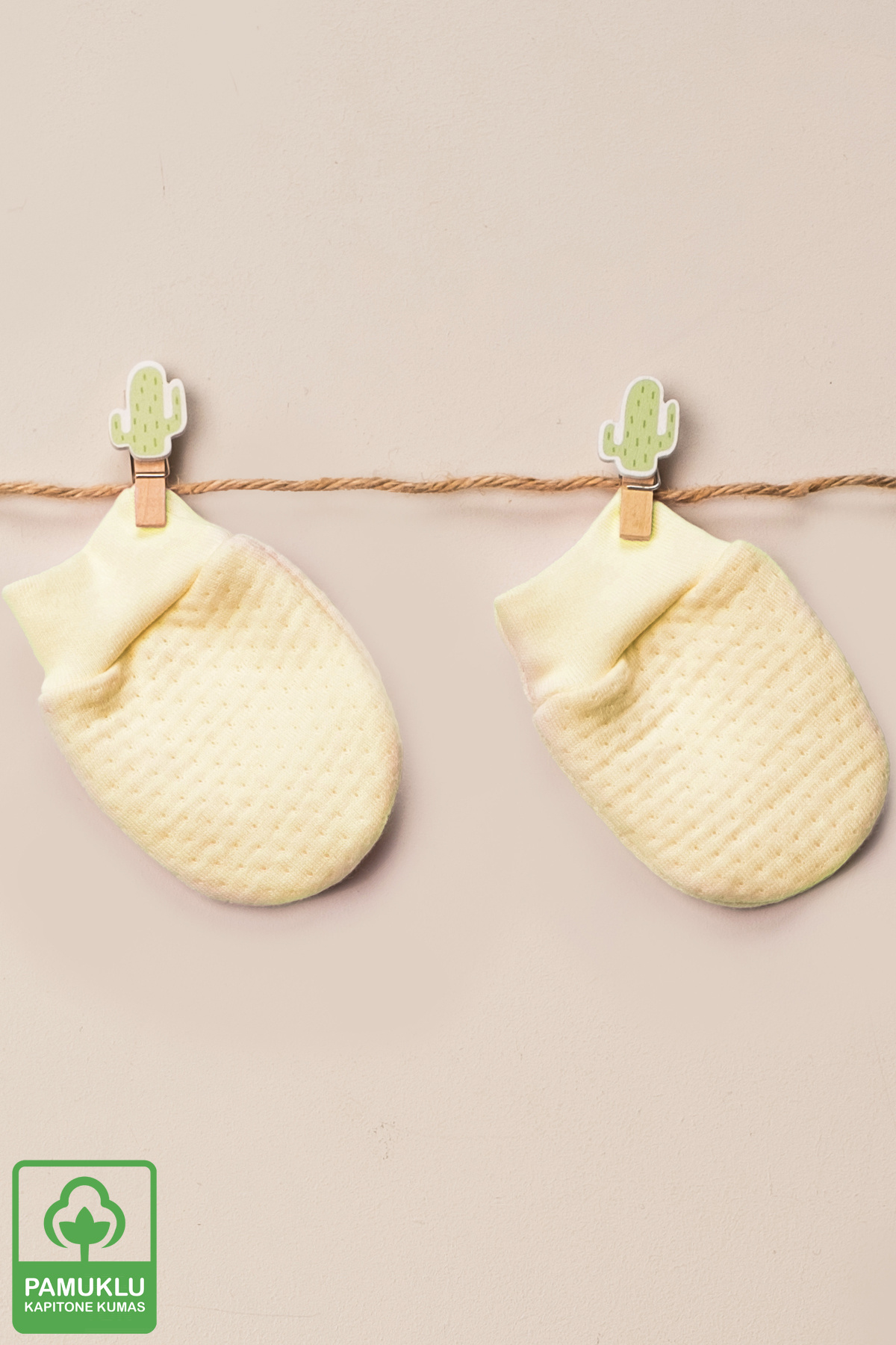 Miniel Unisex Bebek Yenidoğan Organik Pamuklu Kapitone Kumaş Bebek Eldiveni 3 Çift  Set fotoğrafı 2 (önizleme)