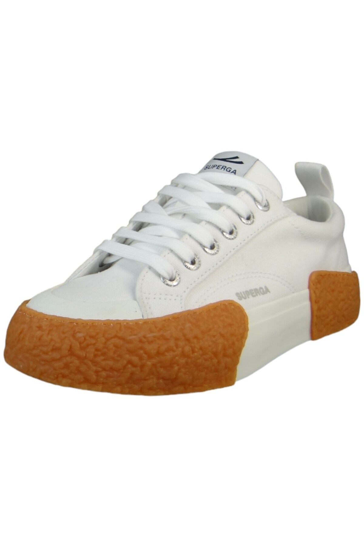 Superga-Damen Low Sneaker 2660 Stripe Big Bumpers Low Top S2137CW Weiß A0R White-Gum Leinen 2