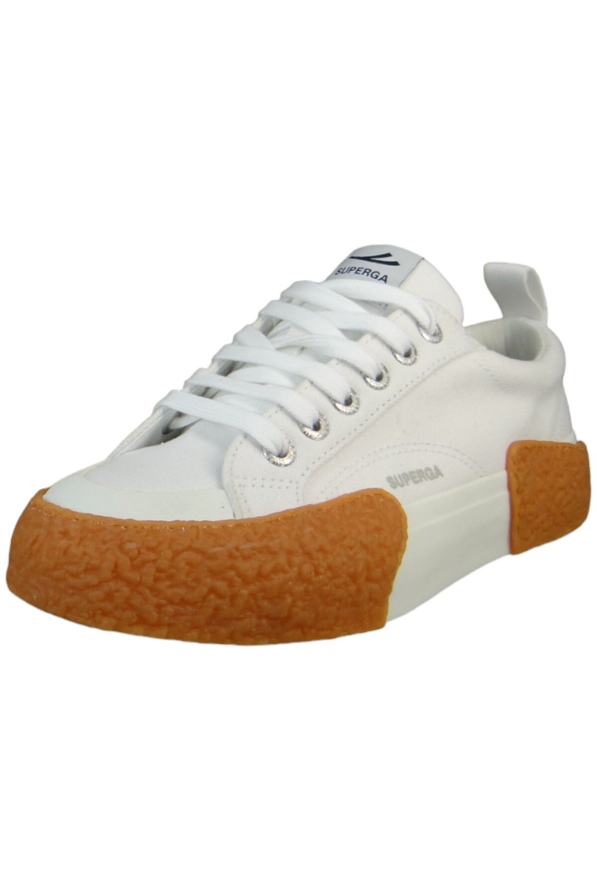 Superga-Damen Low Sneaker 2660 Stripe Big Bumpers Low Top S2137CW Weiß A0R White-Gum Leinen 1