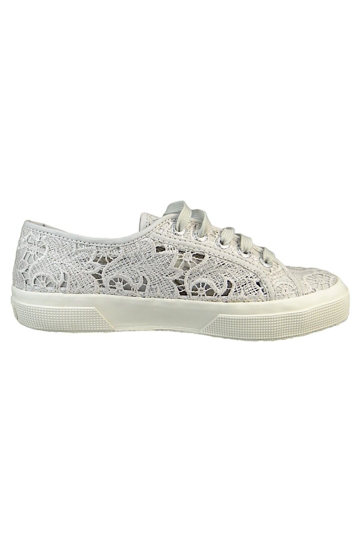 Superga-Damen Low Sneaker 2750 Macrame Low Top S81219W Grau A0B szürke ezüst textil 5