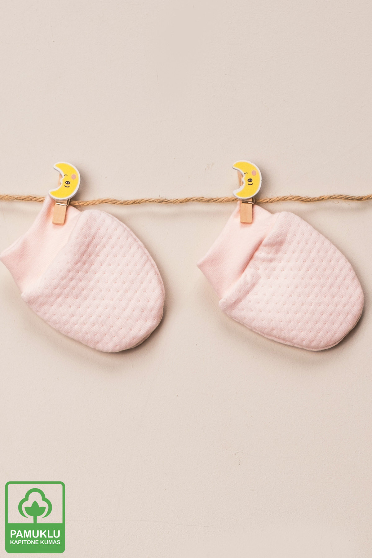 Miniel Unisex Bebek Yenidoğan Organik Pamuklu Kapitone Kumaş Bebek Eldiveni 3 Çift  Set fotoğrafı 5 (önizleme)