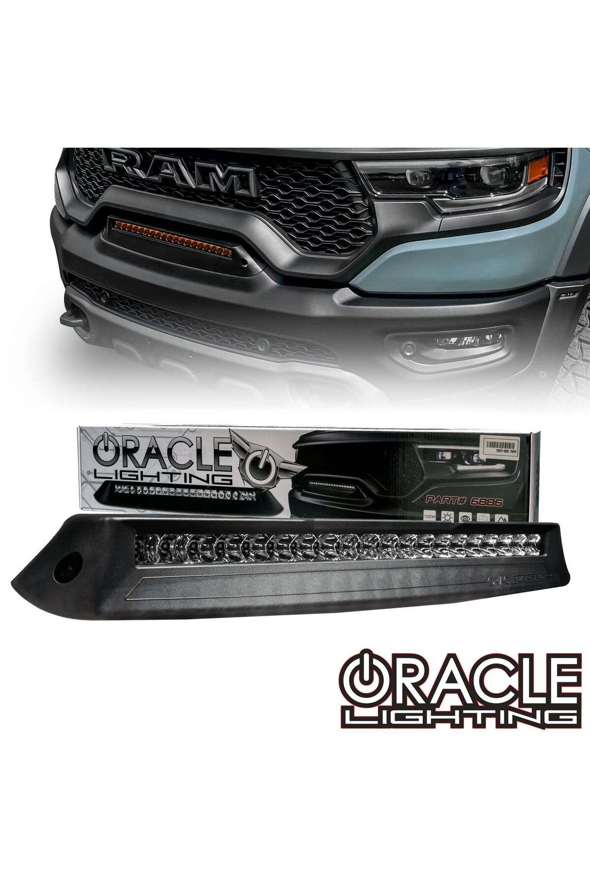 oracle-Dodge Ram 19-25 Rebel/TRX Front Bumper Flush LED Light Bar System, Amber 1