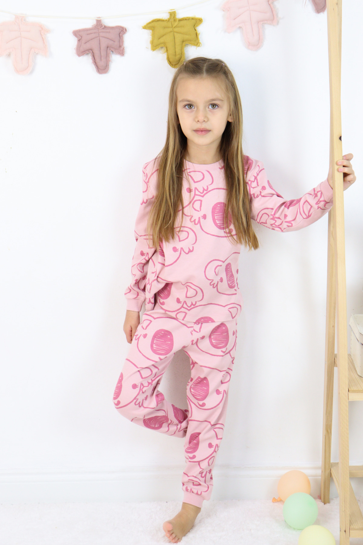 HARİKA KİDS Kız Çocuk Orta Kalınlıkta Basic Baskılı Pijama Takımı fotoğrafı 4 (önizleme)