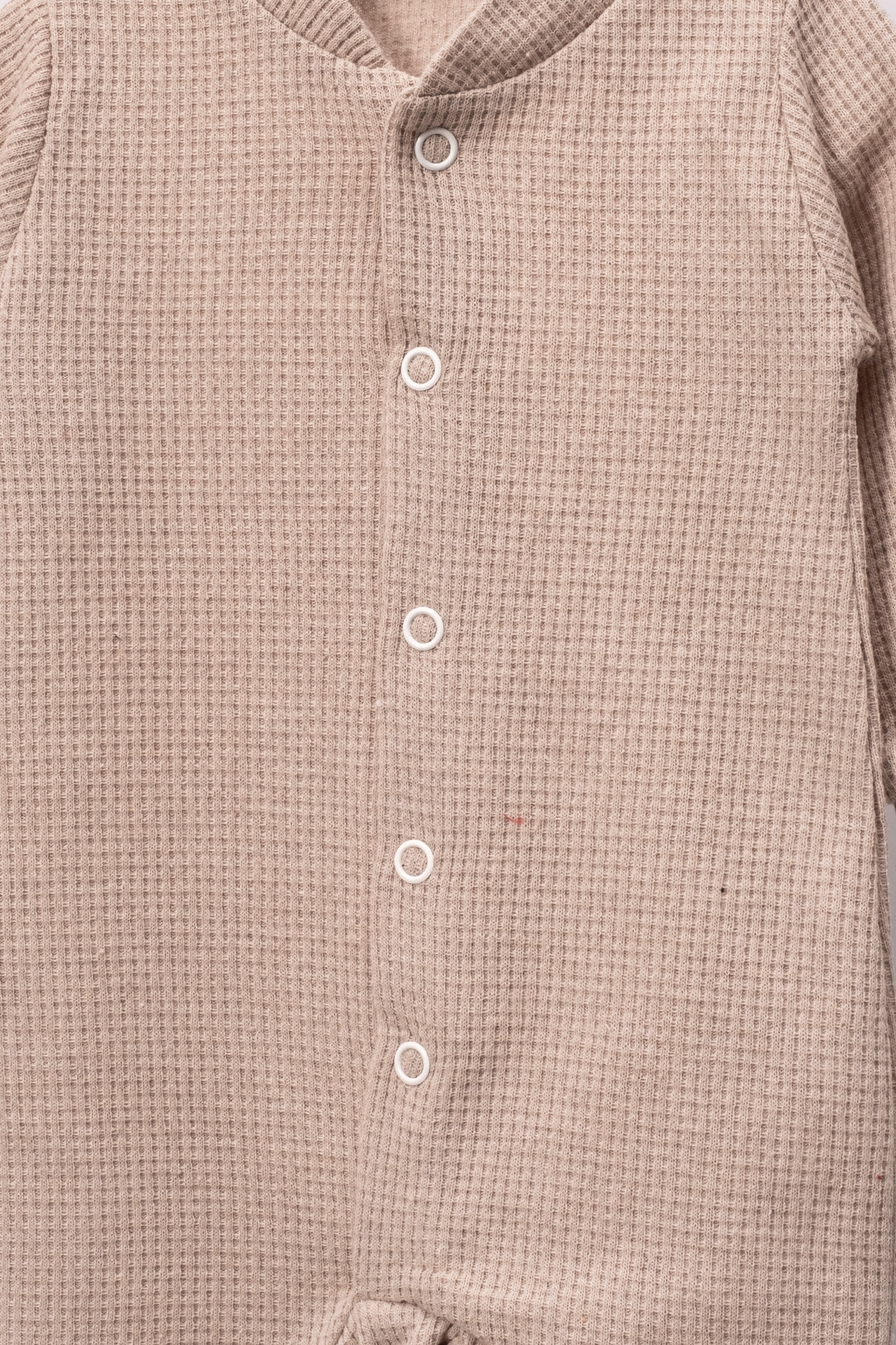 Bubito Tarz Şapkalı Fitilli Penye Bebek Tulum-bej fotoğrafı 4 (önizleme)