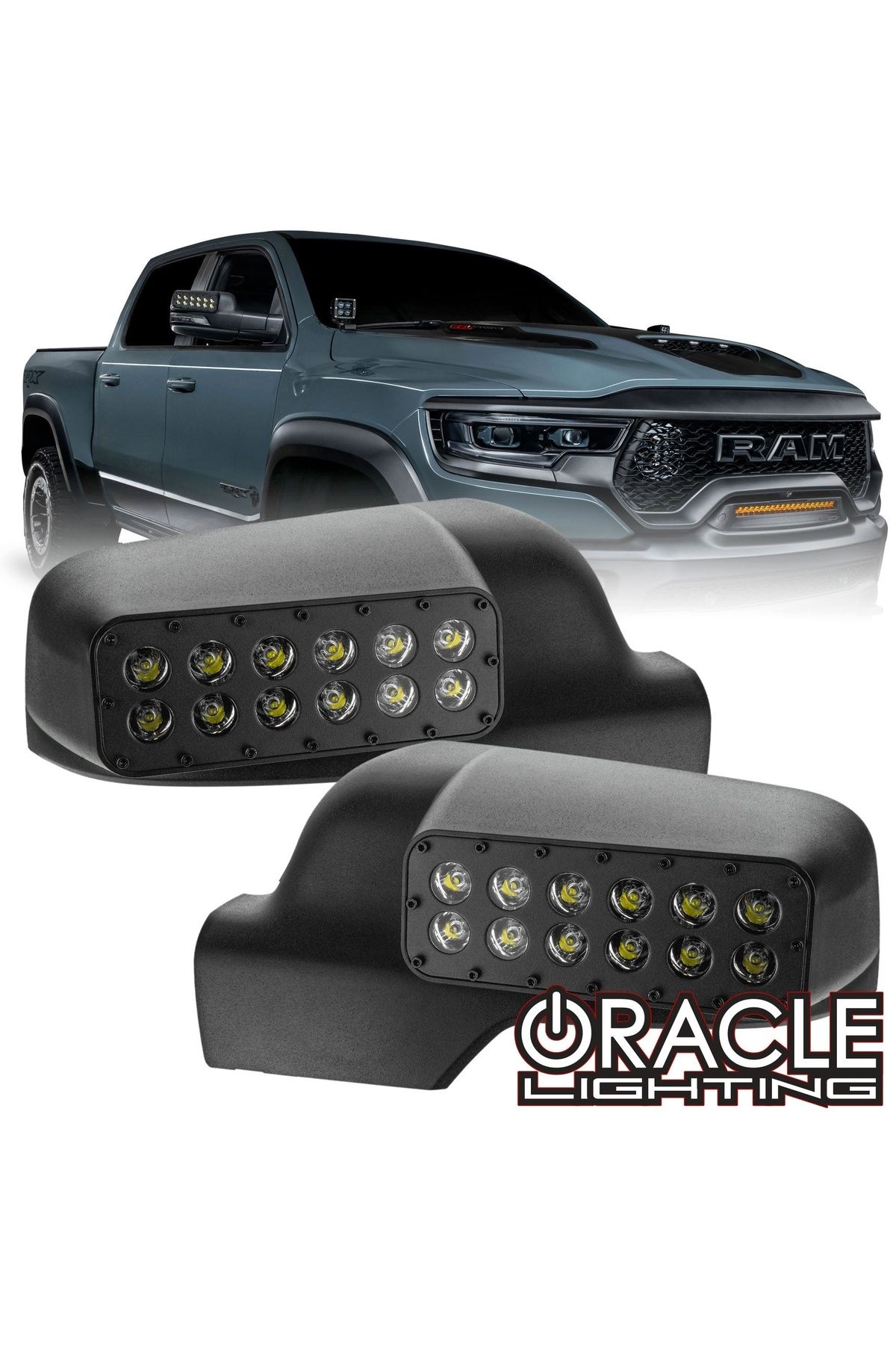 oracle-Lighting 2019-2024 RAM 1500 DT     
LED Off-Road Side Mirror Ditch Lights 5