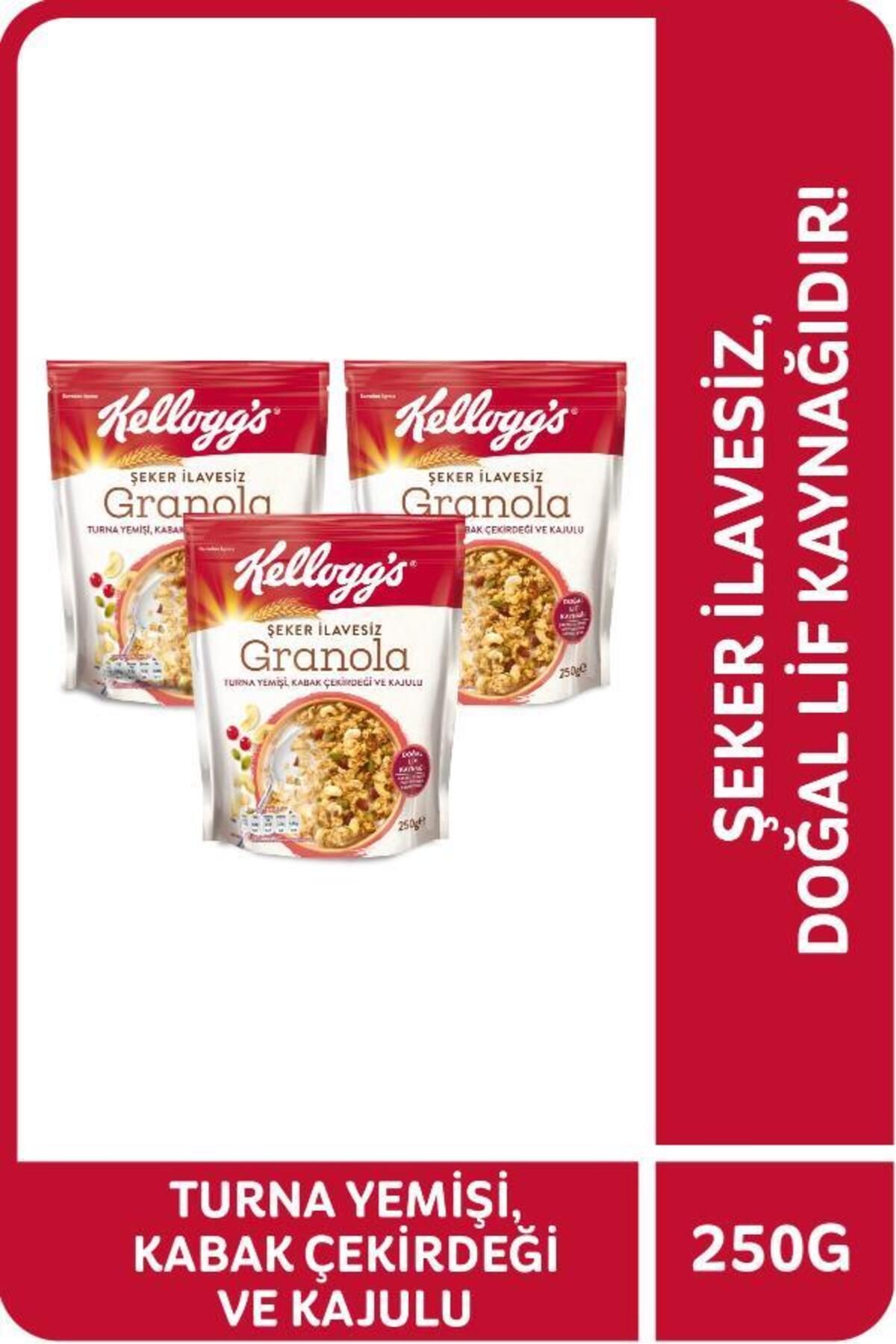 Kellogg's Şeker Ilavesiz Granola Turna Yemişi, Kabak Çekirdeği Ve Kajulu 250 gr X3 Adet ,%42 Yulaf