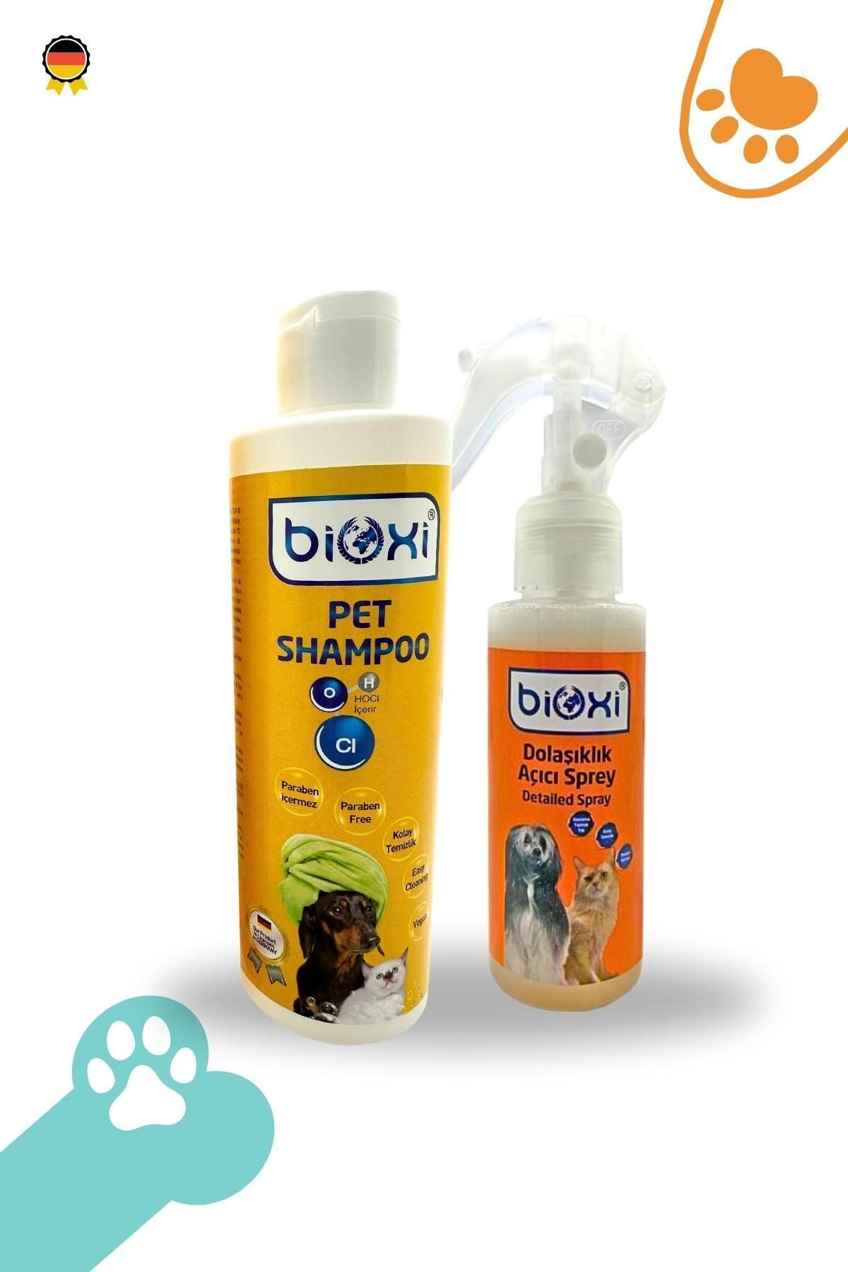 teknotrust ® Kedi & Köpek Pet Şampuan 200 ml Dolaşık Açıcı Sprey 100 ml 2'li Set | Tüy Bakımı Ve Temizlik