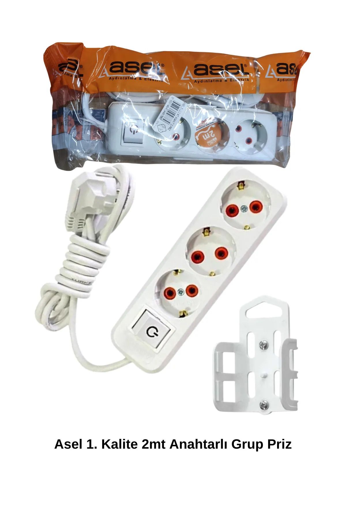 Easy Tedarik 2 Metre Askı Aparatlı Anahtarlı 3lü Grup Priz Royaleks-68134