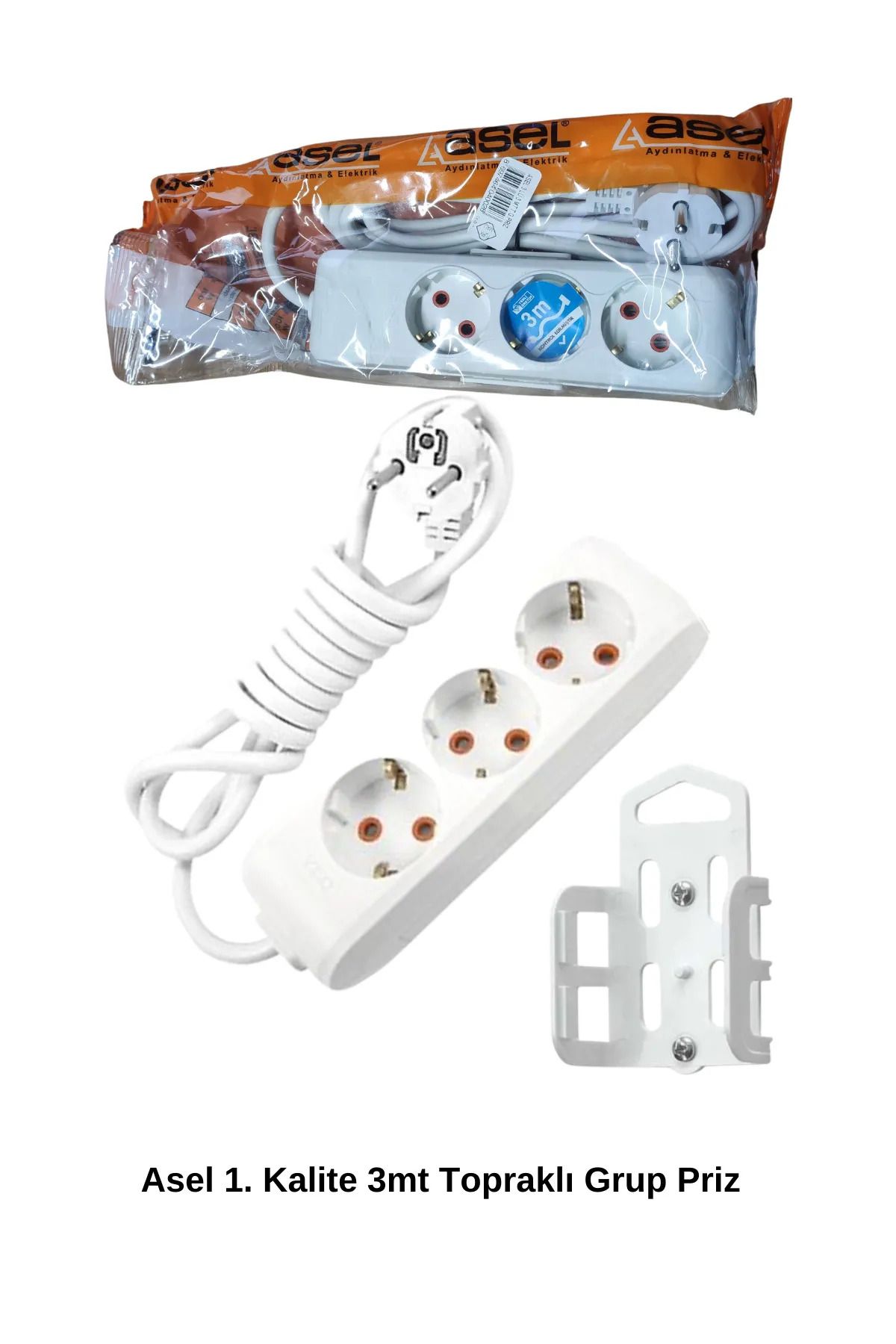 Easy Tedarik 3 Metre Askı Aparatlı Topraklı 3lü Grup Priz Royaleks-AST303