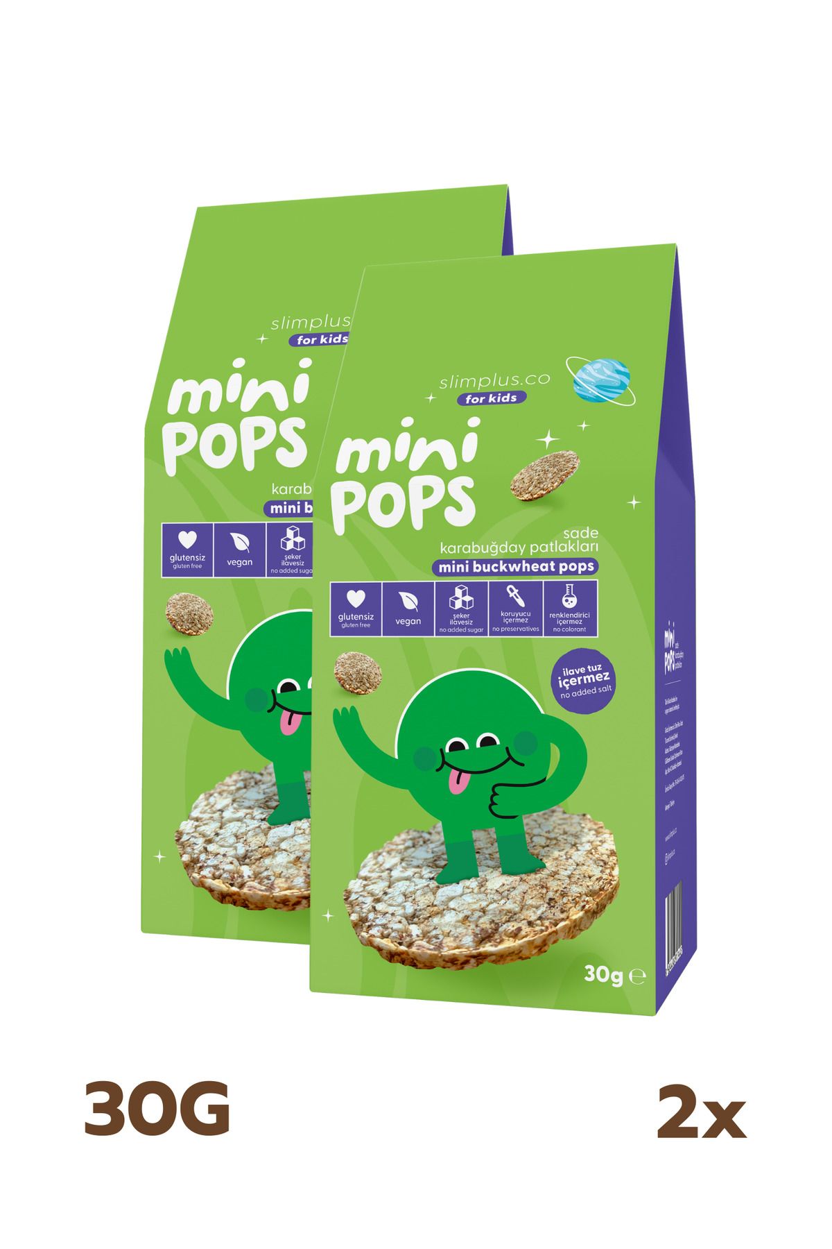 slimplus 2 Paket Mini Pops Atıştırmalık Karabuğday Patlakları 30G