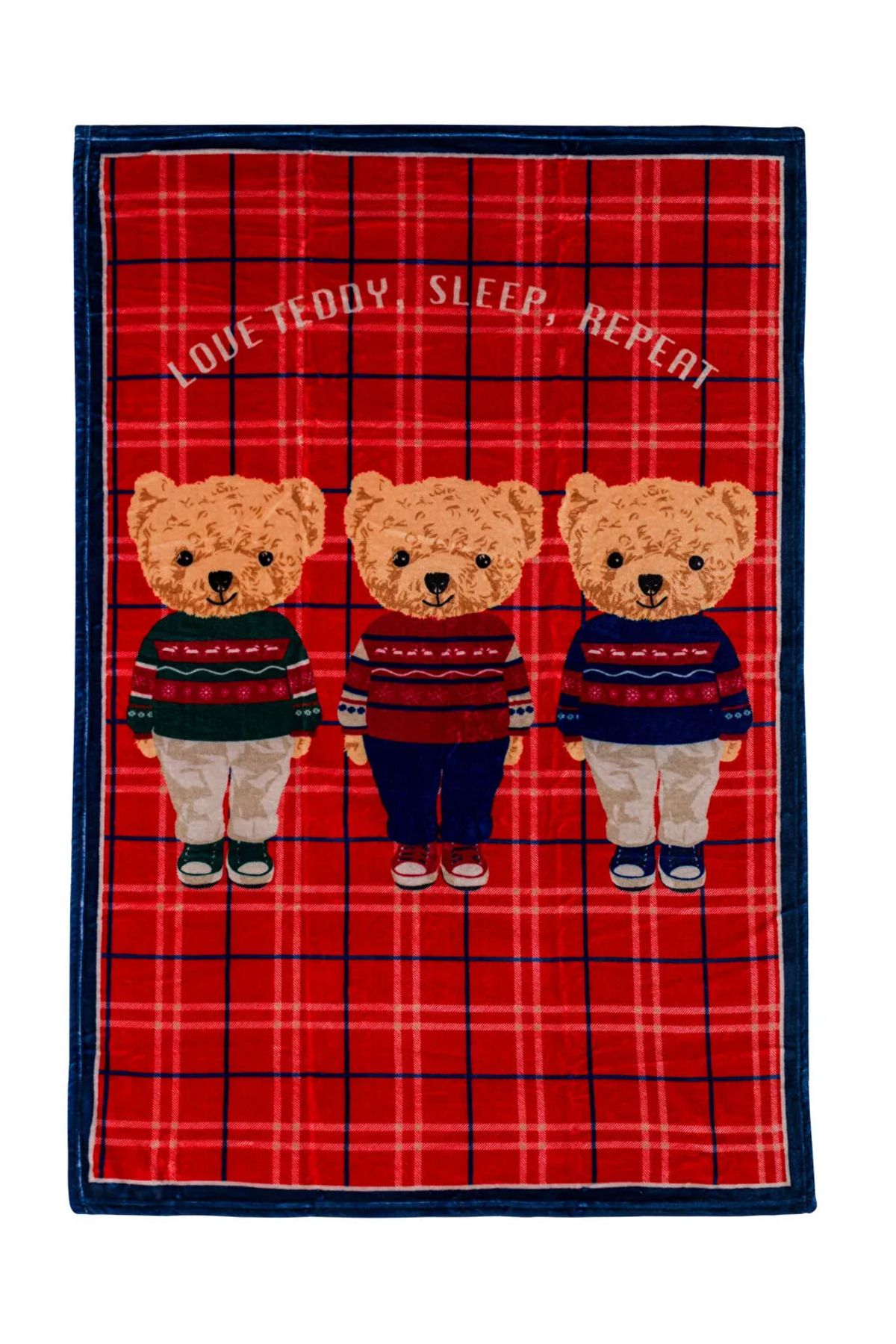 LC Waikiki-Lcw Home Red Bear Teddy Printed Tv Blanket 100X150 cm 5