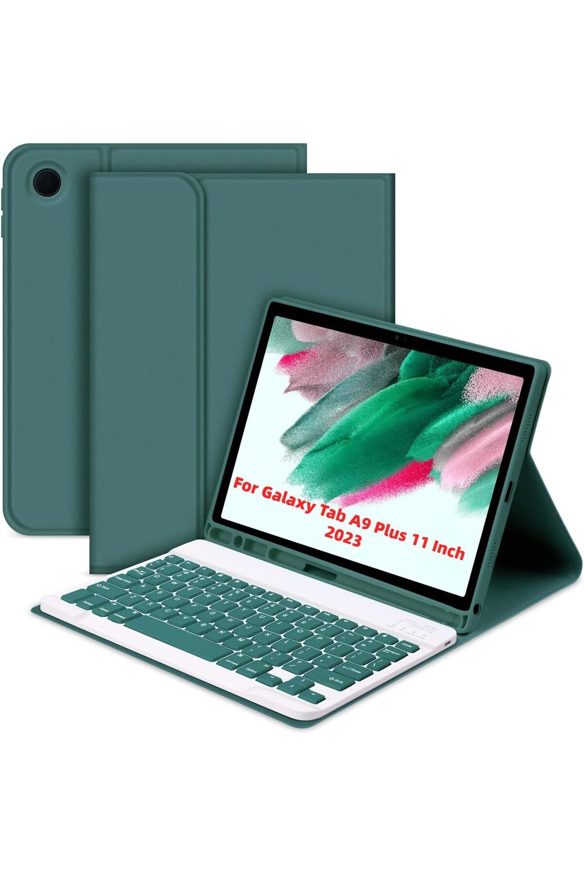 Samsung Galaxy Tab A9+ Plus 11 inç SM-X210 için Çıkarılabilir Bluetooth Klavyeli Klavye Kılıfı - 1