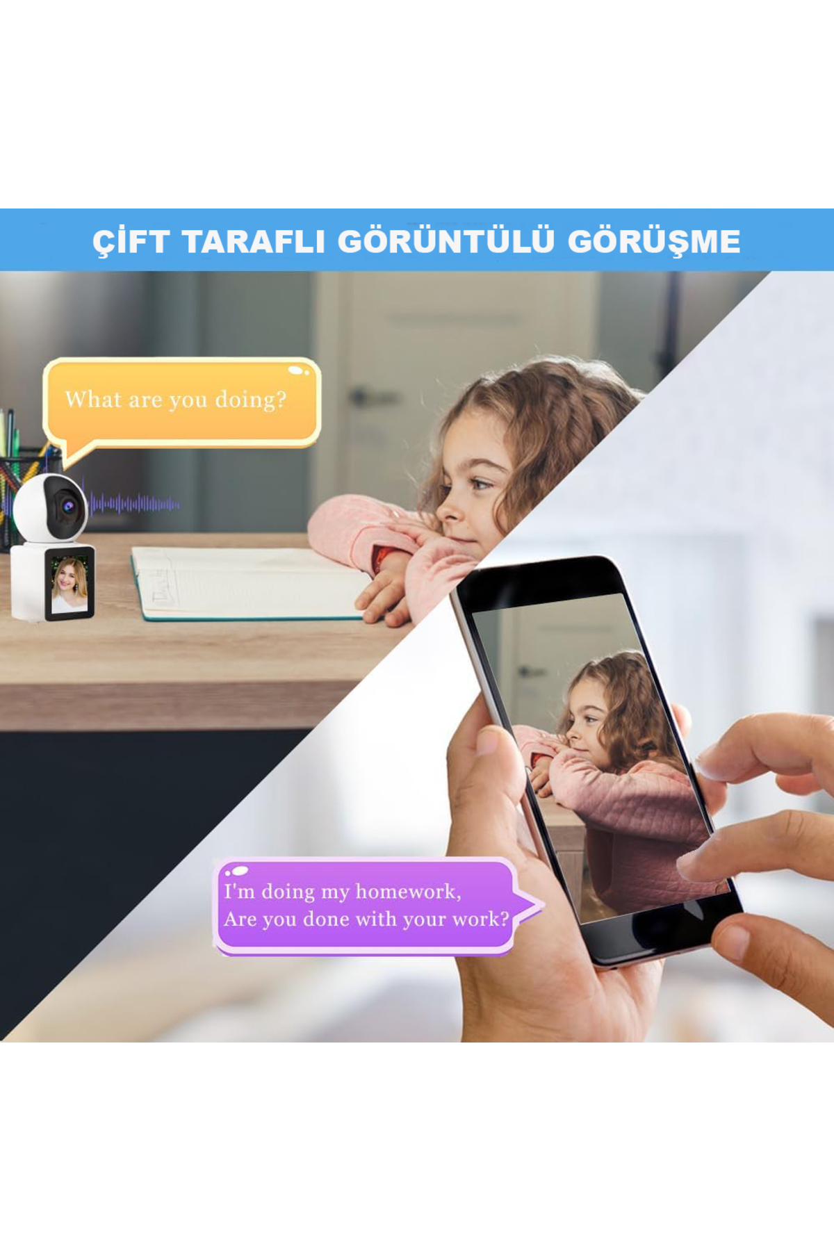 BK DESING Yeni Nesil Çift Taraflı Görüntülü Görüşme Özellikli Kablosuz WİFİ Çocuk Bebek İzleme Kamerası fotoğrafı 2 (önizleme)