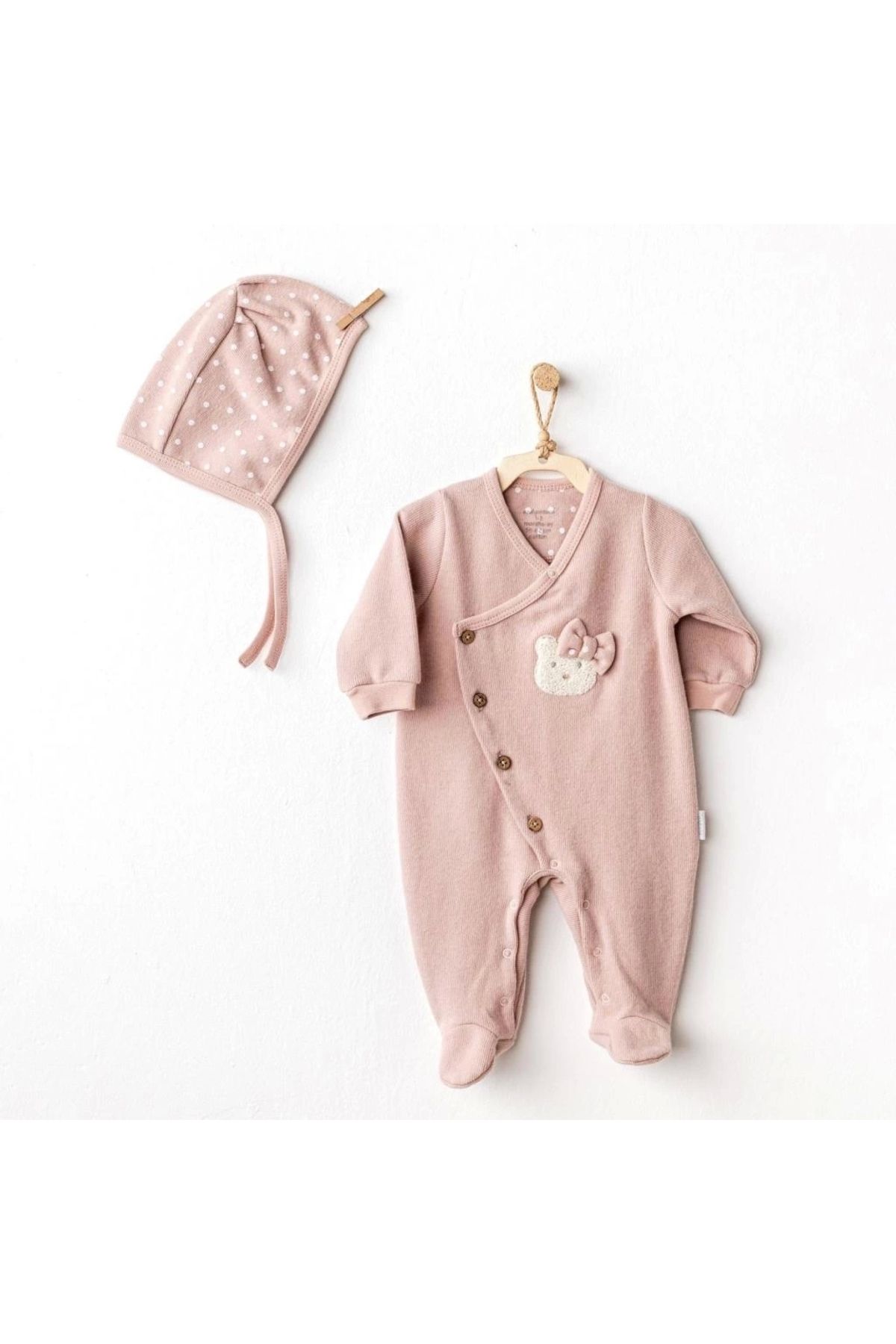Genel Markalar Andywawa Ac25113 Cute Bear Bebek Tulum Takım Rose