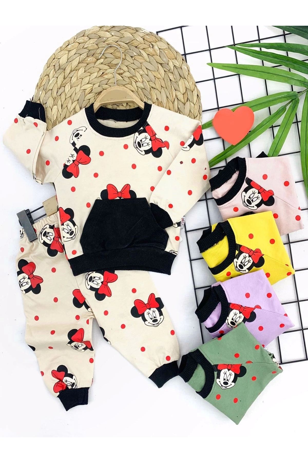 Diji Baby 9-12-18-24 Ay Mickey Baskılı Cepli 2li Kız Bebek Takımı