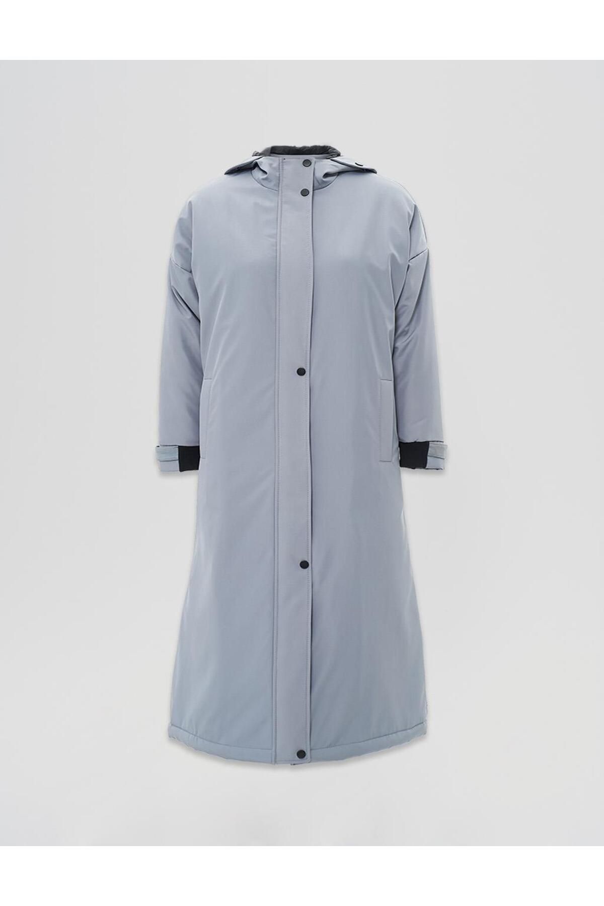 کت Anorak با جزئیات کلاه مخفی، آبی کثیف Kayra