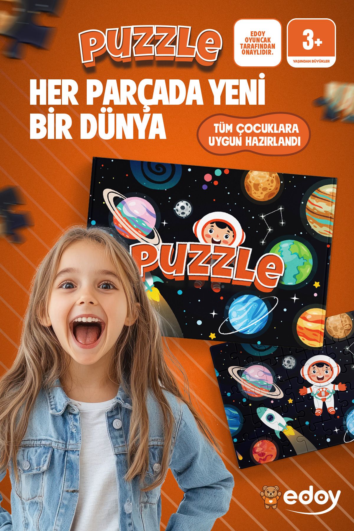 Çocuk Puzzle 24 Parça | Uzay Temalı Ahşap Yapboz 3-4 Yaş için Eğitici ve Eğlenceli 24 Parçalı Puzzle