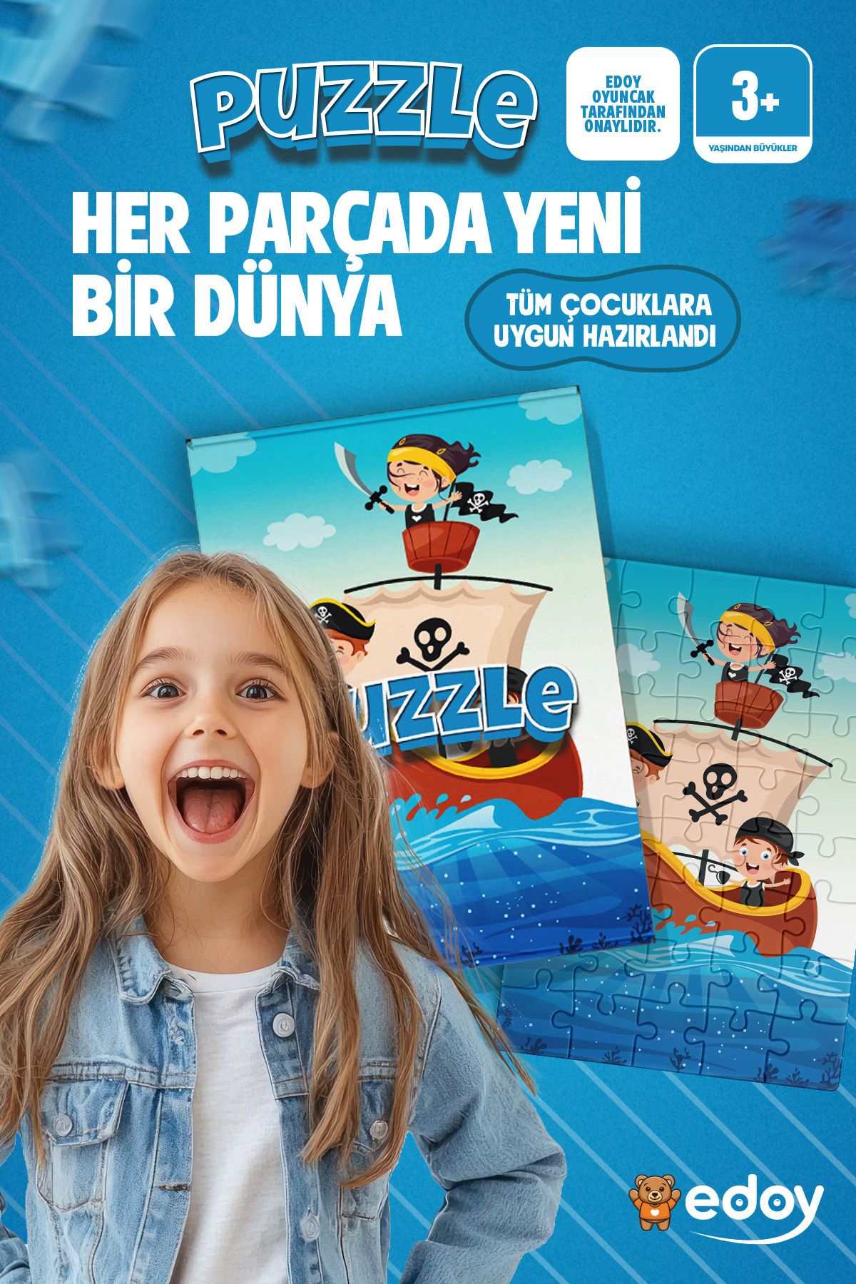 Çocuk Puzzle 24 Parça | Korsan Temalı Ahşap Yapboz 3-4 Yaş için Eğitici ve Eğlenceli 24 Parçalı Puzzle