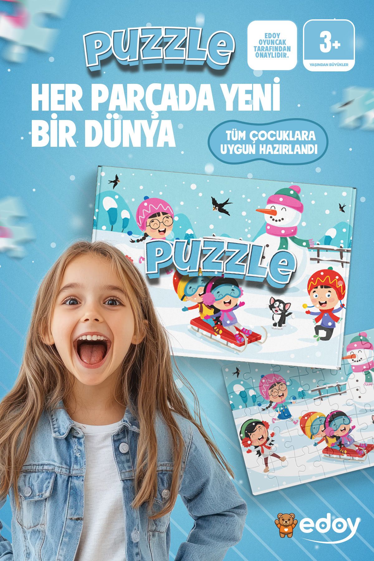 Çocuk Puzzle 24 Parça | Kış Temalı Ahşap Yapboz 3-4 Yaş için Eğitici ve Eğlenceli 24 Parçalı Puzzle