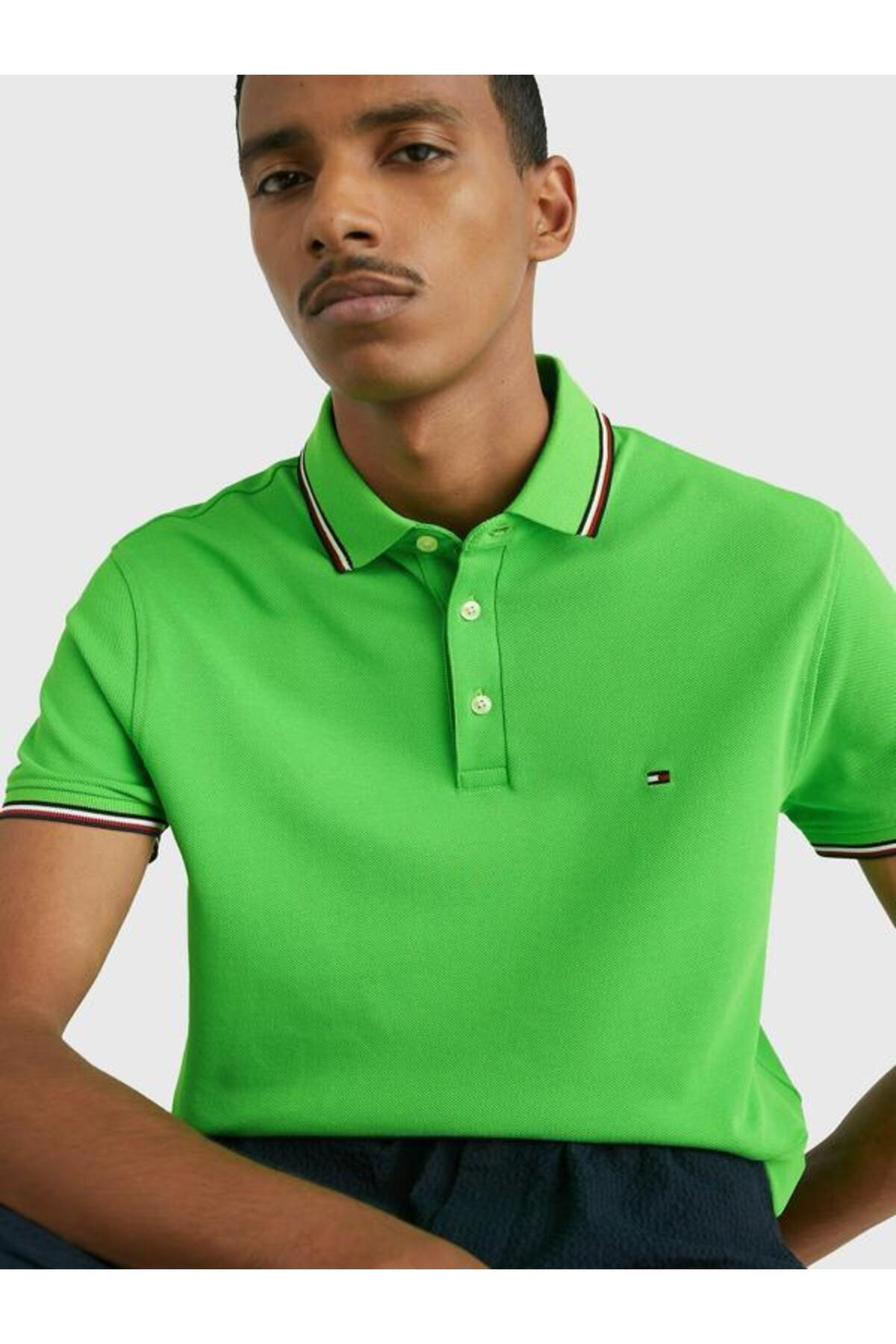 تامی هیلفیگر تی‌شرت مردانه پولو مدل ۱۹۸۵ از جنس کتان ارگانیک، سایز معمولی