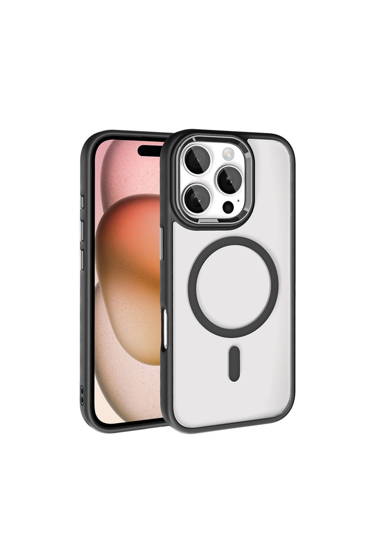 TECNOTREND Apple iPhone 16 Pro Kılıf Wireless Şarj Özellikli Krom Magsafe Silikon Kapak