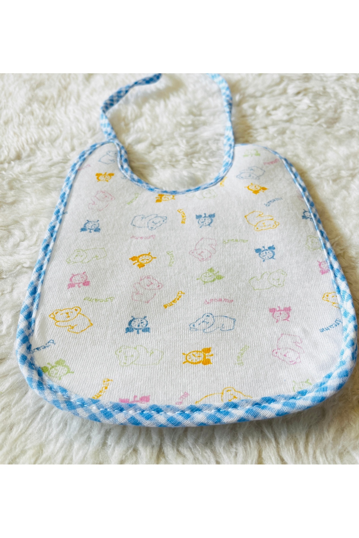 anne dokunuşu gibi KUZUM BEBE 12 Li Mavi Yeşil Sarı Karışık Renk Sıvı Geçirmez Bağcıklı Bebek Mama Önlüğü fotoğrafı 2 (önizleme)