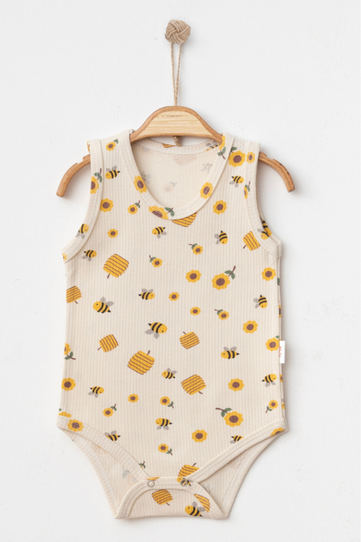 Bamoola %100 Organik Pamuklu Arı Ve Düz Desenli 3'lü Atlet Body Zıbın - Askılı - Çıtçıtlı fotoğrafı 2 (önizleme)