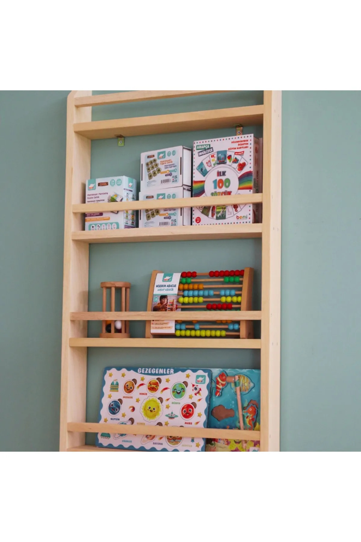 decoraid Montessori kitaplık Montessori çocuk odası kitaplığı ahşap doğal kitaplık ahşap kitaplık 100 x 50 cm fotoğrafı 2 (önizleme)