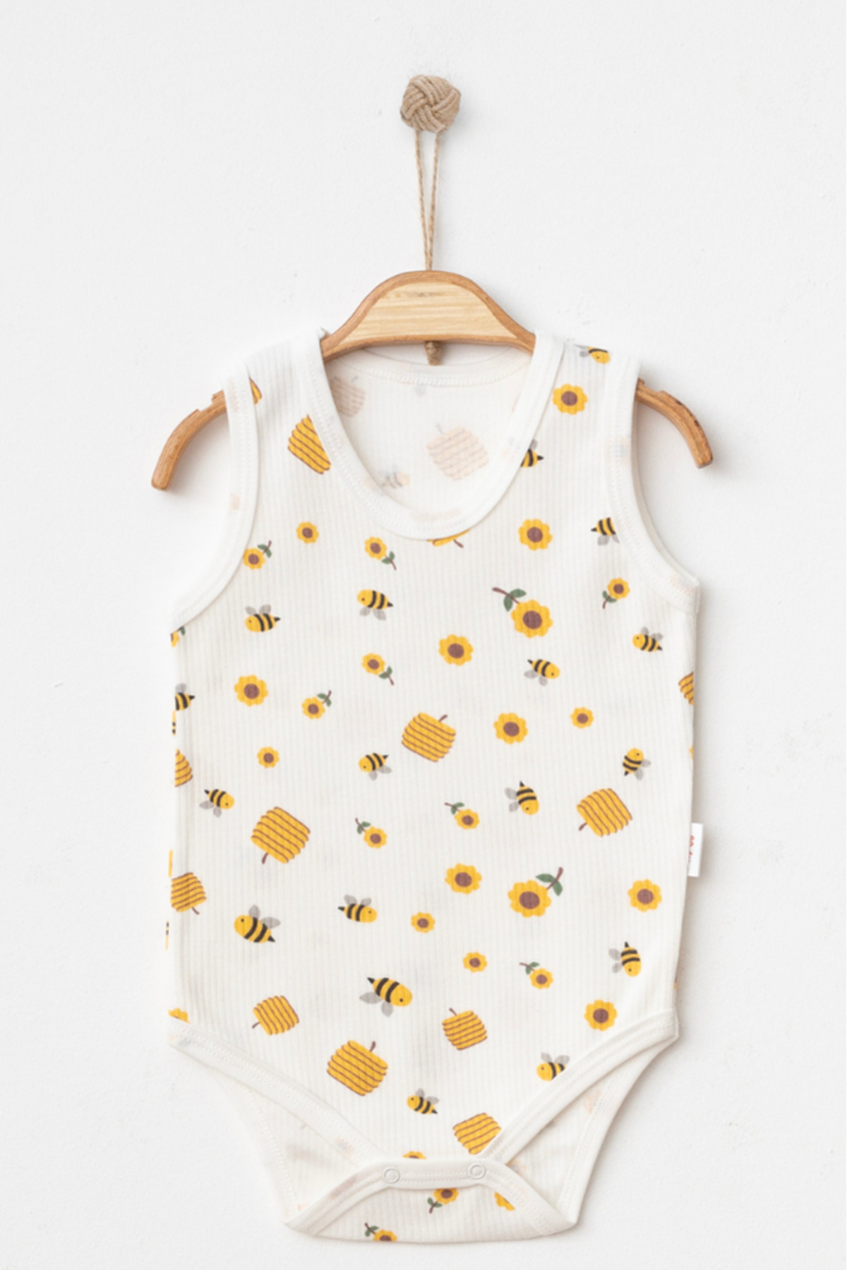 Bamoola %100 Organik Pamuklu Arı Ve Düz Desenli 3'lü Atlet Body Zıbın - Askılı - Çıtçıtlı fotoğrafı 3 (önizleme)