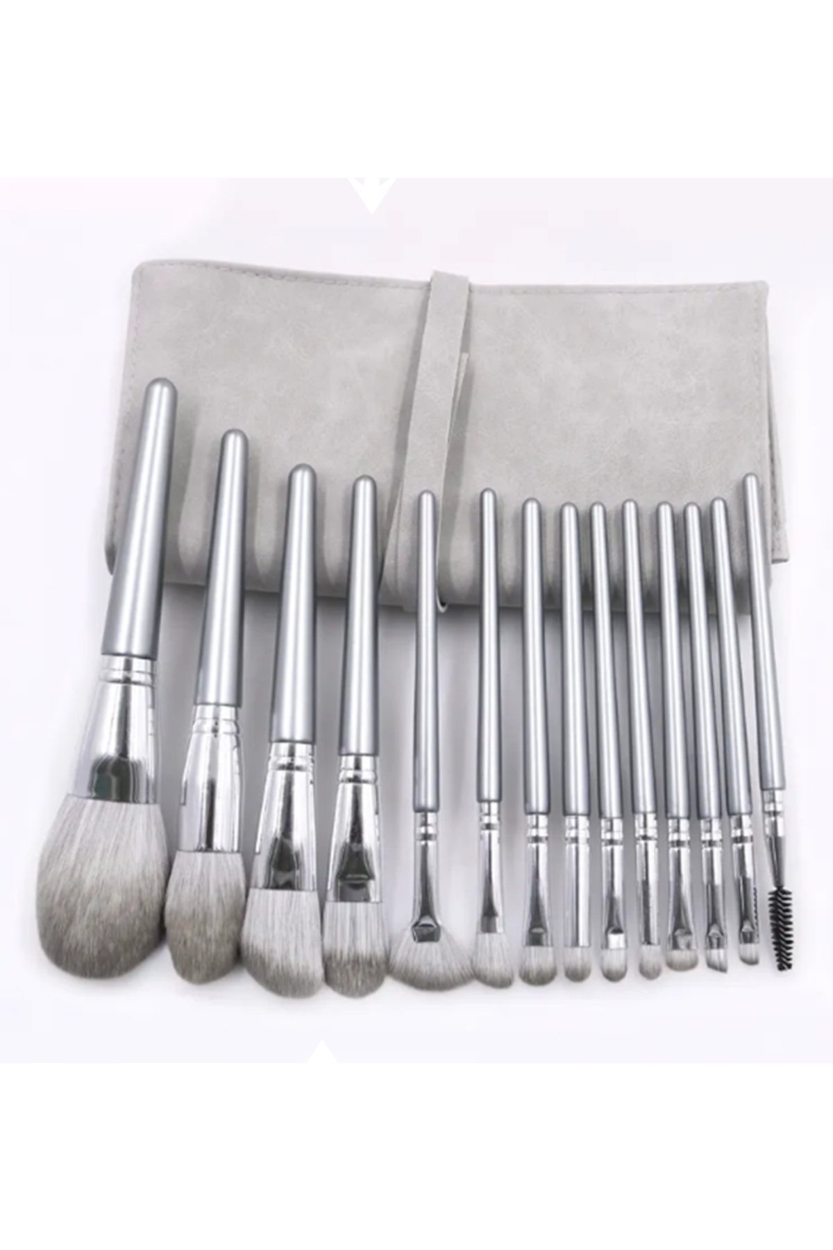 Beauty Limited Edition Pro Özel Süet Çantalı 14'lü Makyaj Fırçası Seti ( Gri ) Seyahat Makyaj Seti — c014b _EY_ çantalı fırça set gri — تصویر 3 از 7
