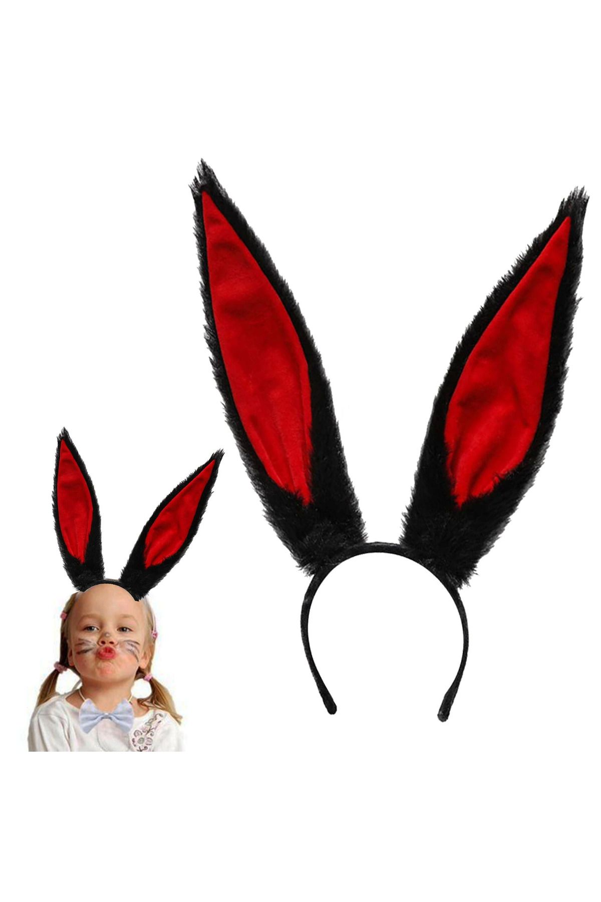 Easy Tedarik Peluş Malzemeden İmal Mega Boy Şekil Verilebilir Tavşan Kulağı Siyah 14x43 Cm