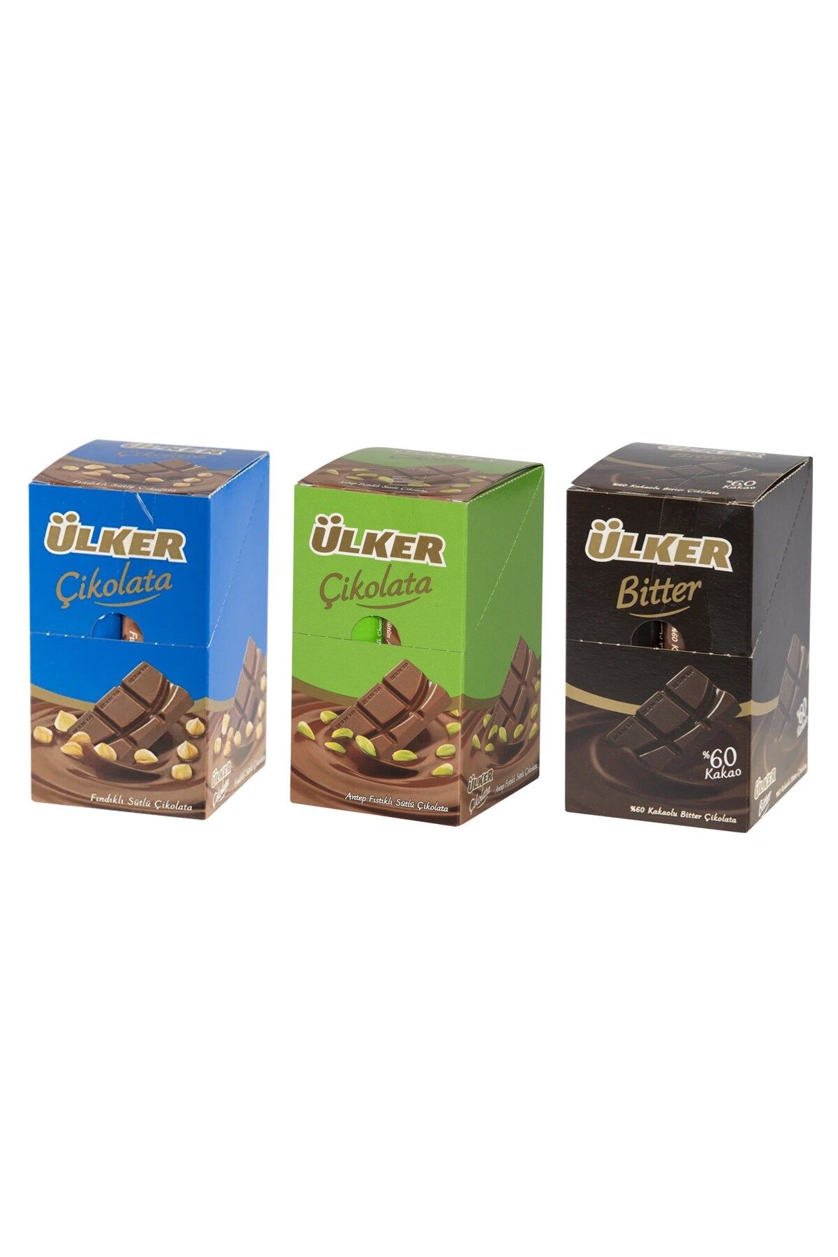 Ülker Çikolata Antep Fıstıklı-Bitter-Fındıklı Baton 30 gr 12 li x 3 lü Set