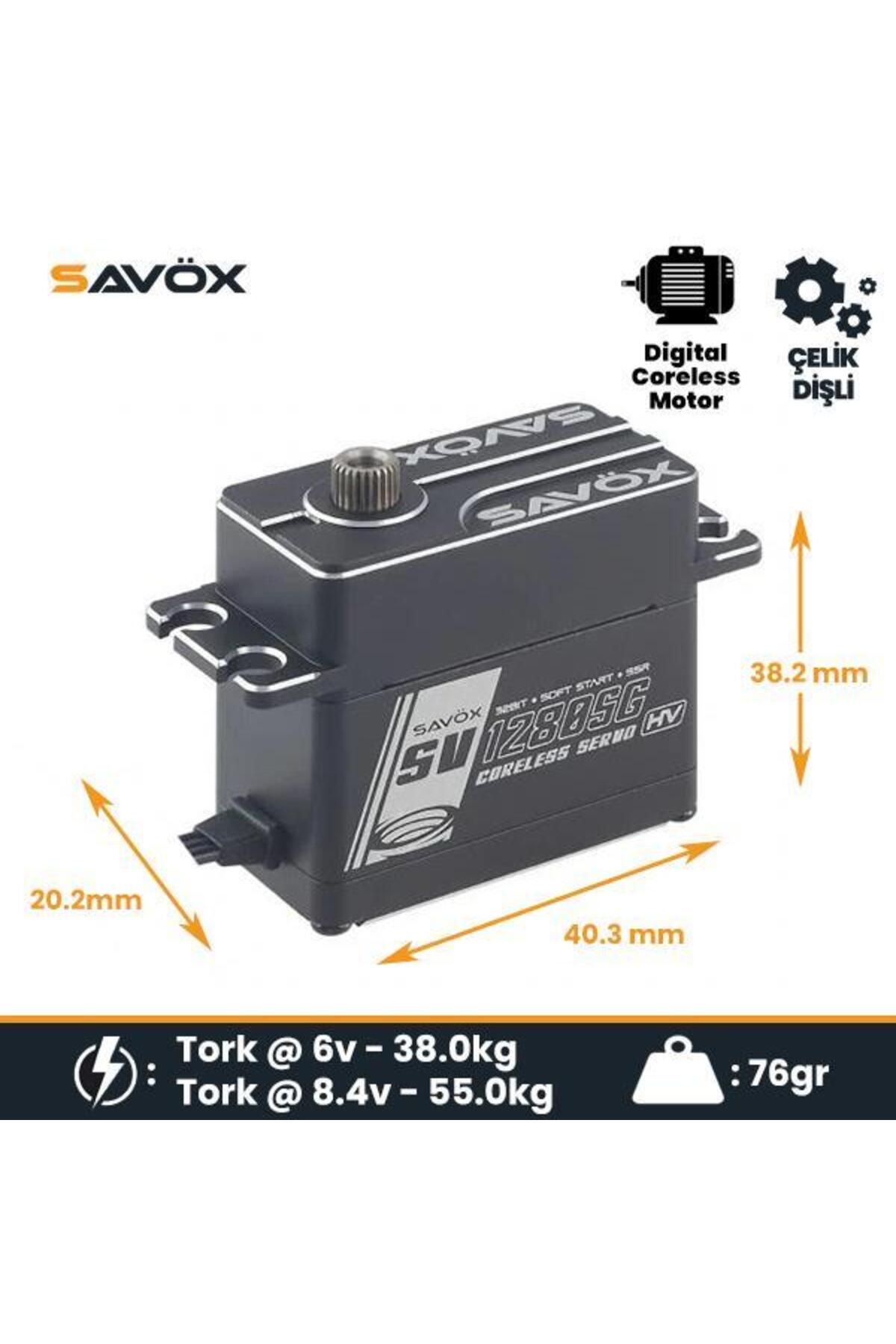 Savöx Savox SV1280SG Digital Servo Coreless Motor High Voltage Çelik Dişli