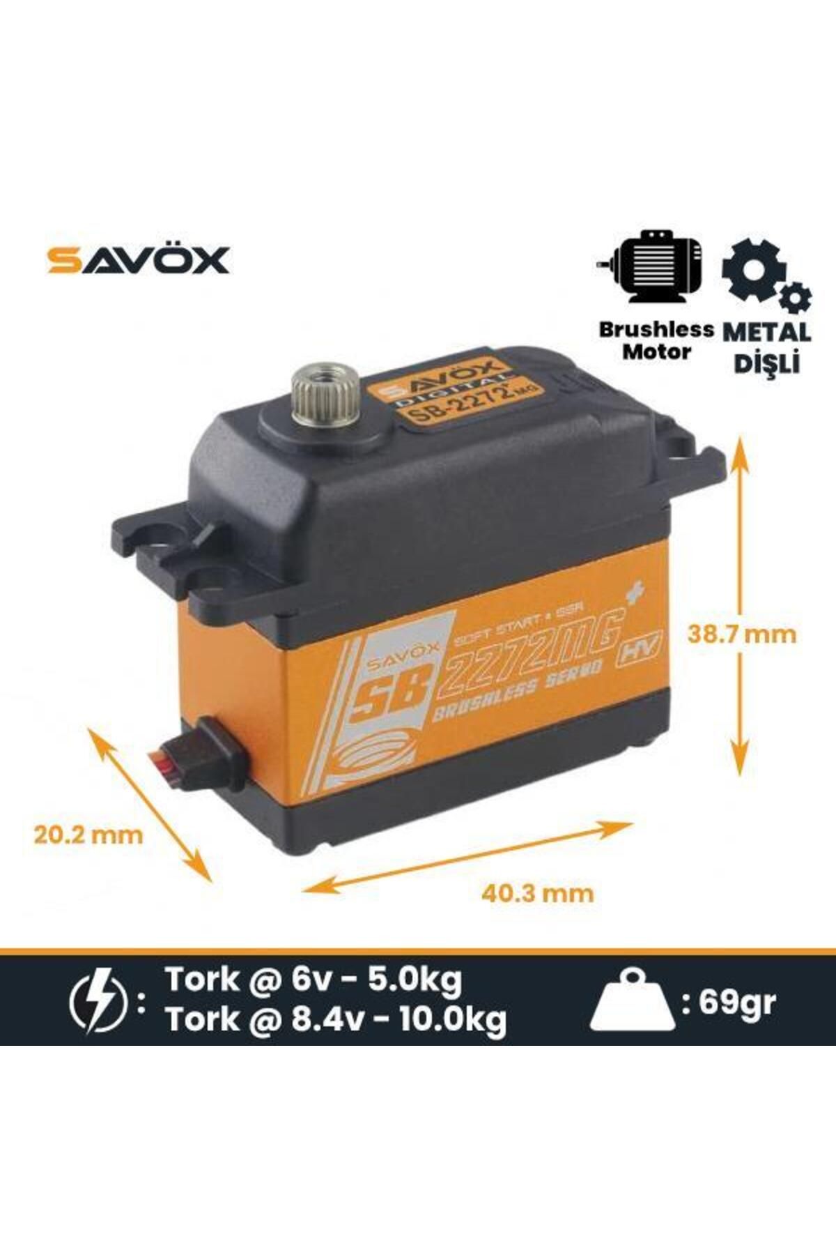 Savöx Savox SB2272MGP Digital Servo Brushless Motor With Soft Start High Voltage Metal Dişli