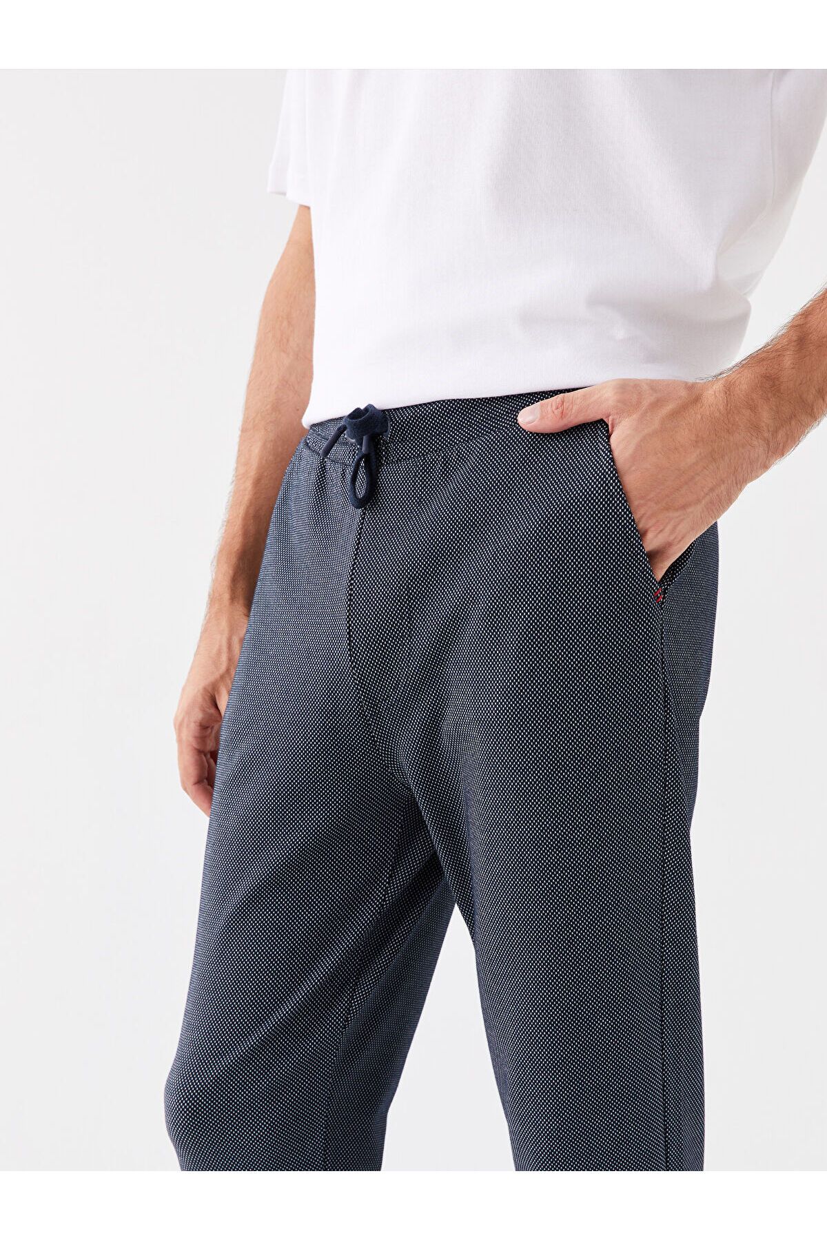شلوار پیژامه آبی مردانه دمپایی لباس خواب LCW DREAM Slim Fit LC Waikiki