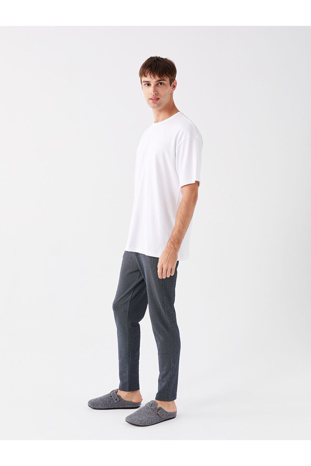 شلوار پیژامه آبی مردانه دمپایی لباس خواب LCW DREAM Slim Fit LC Waikiki