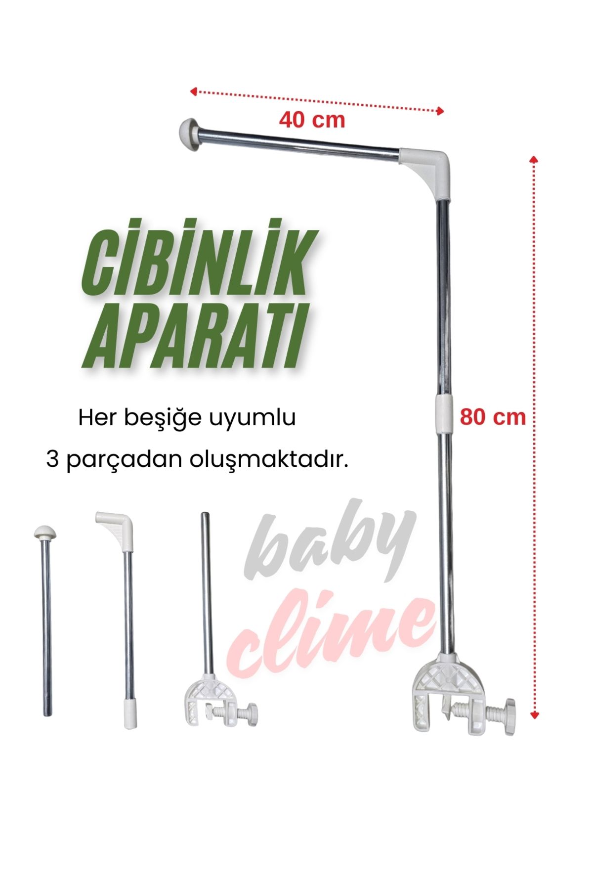 Baby Clime 40x80 cm Metal Cibinlik Aparatı (Mobilya ve Park Beşiklere uygun)