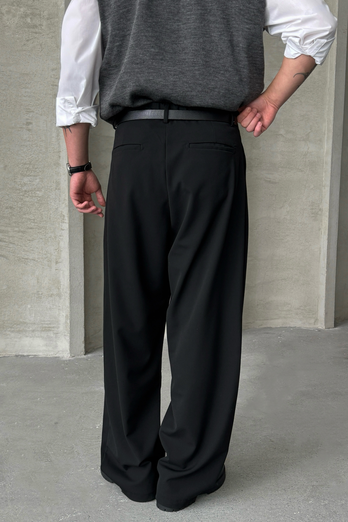 HYMAN  Erkek Pileli Ekstra Baggy Kalıp Kumaş Pantolon - Görsel 6