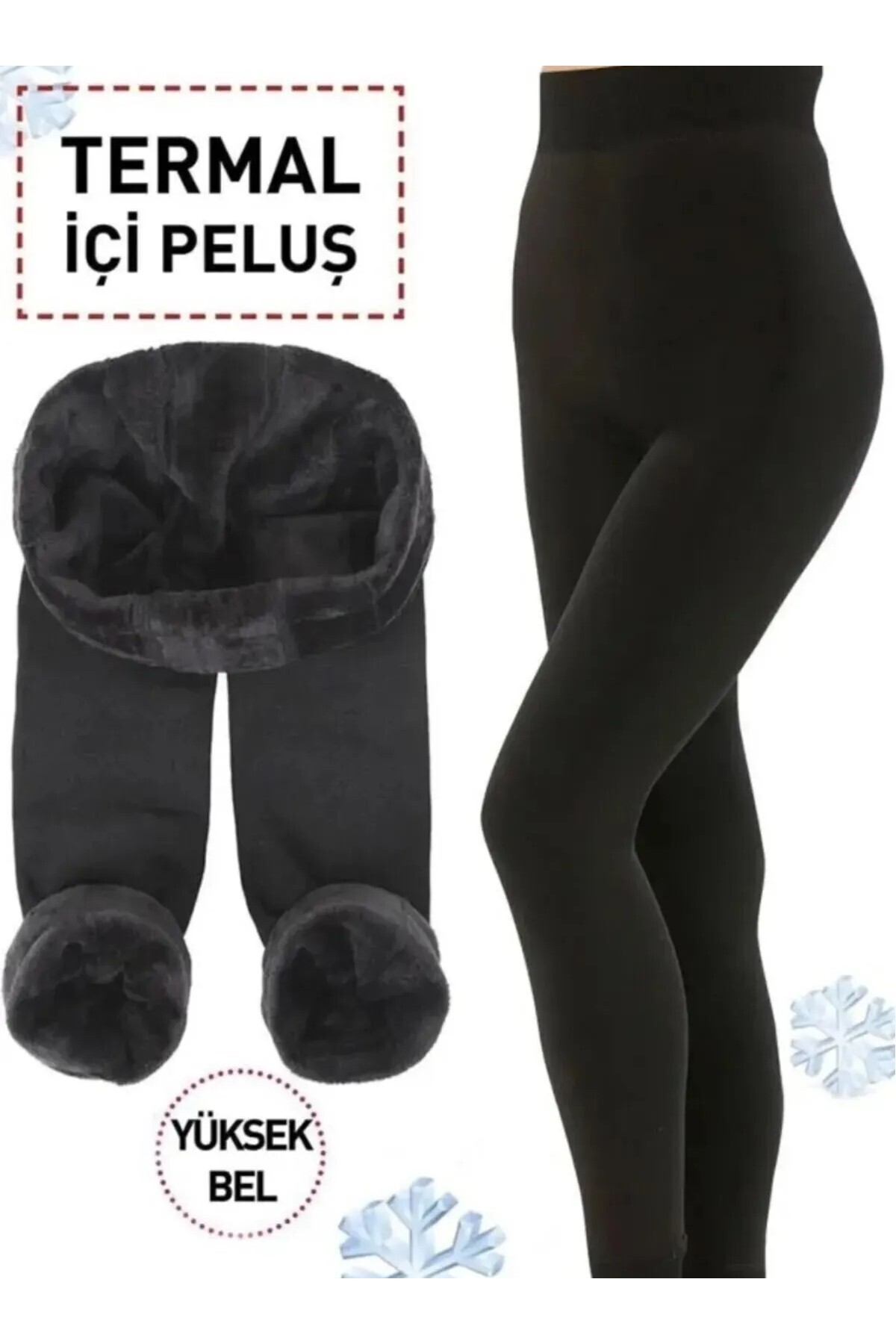 Genel Markalar Kışlık Siyah Toparlayıcı Etkili Kaliteli Içi Peluş Termal Tayt Içlik