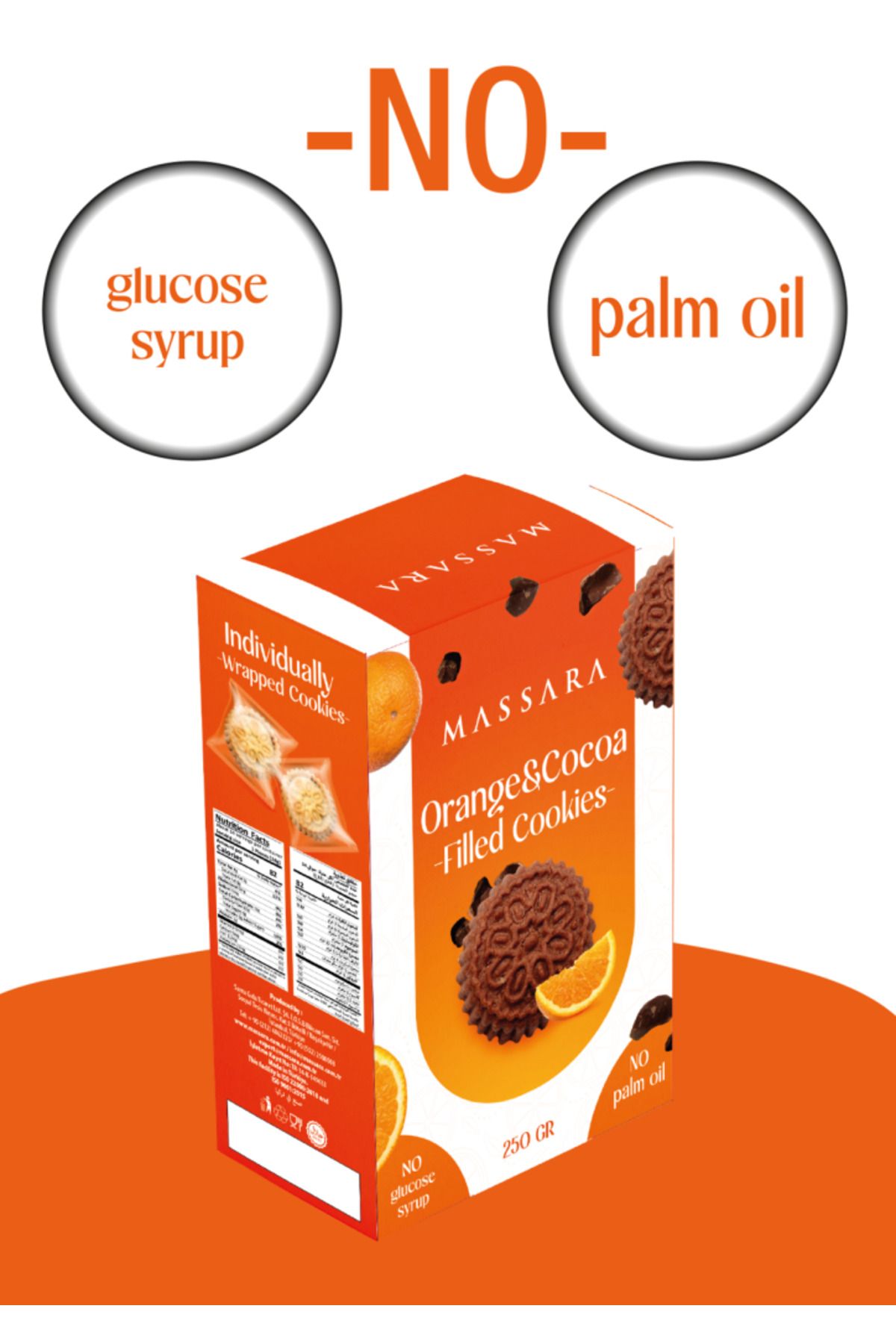 Massara-Single Wrap Cookies with Orange & Cocoa Filling 250 g 2