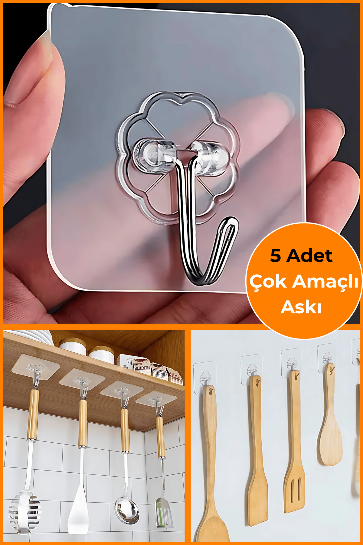 5Pcs Strong Transparent Wall Hanger Hanger Adhesive Suction Cup Hook Kitchen Bathroom Accessory